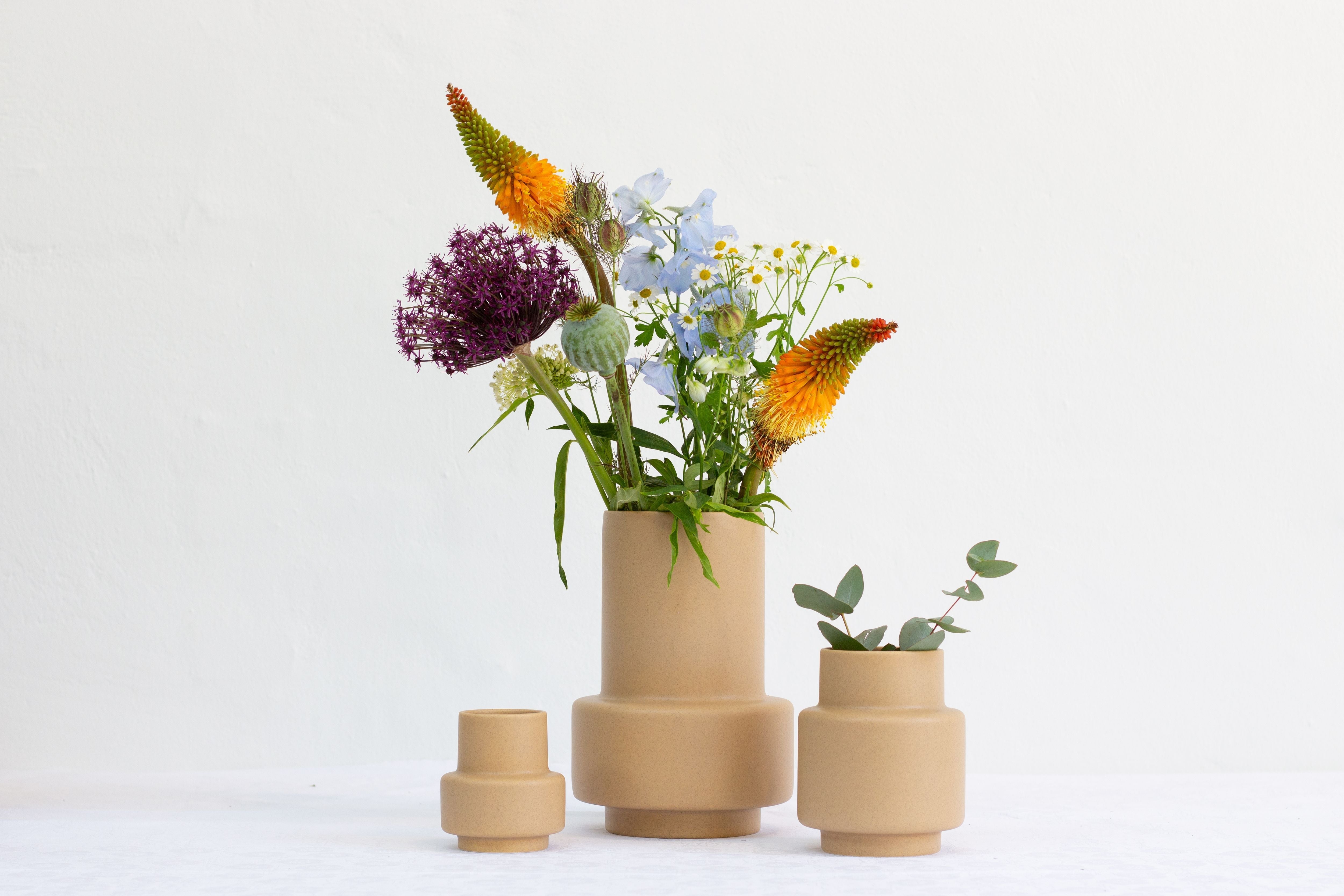 [product_category]-Ro Collection Hurricane Ceramic Vase Small, Soft Ochre-Ro Collection-5712129036659-RD1142-041-G-ROC-6