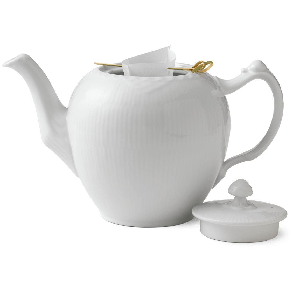[product_category]-Royal Copenhagen White Fluted Half Lace Teapot, 100cl-Royal Copenhagen-5705140175087-1017279-ROY-2