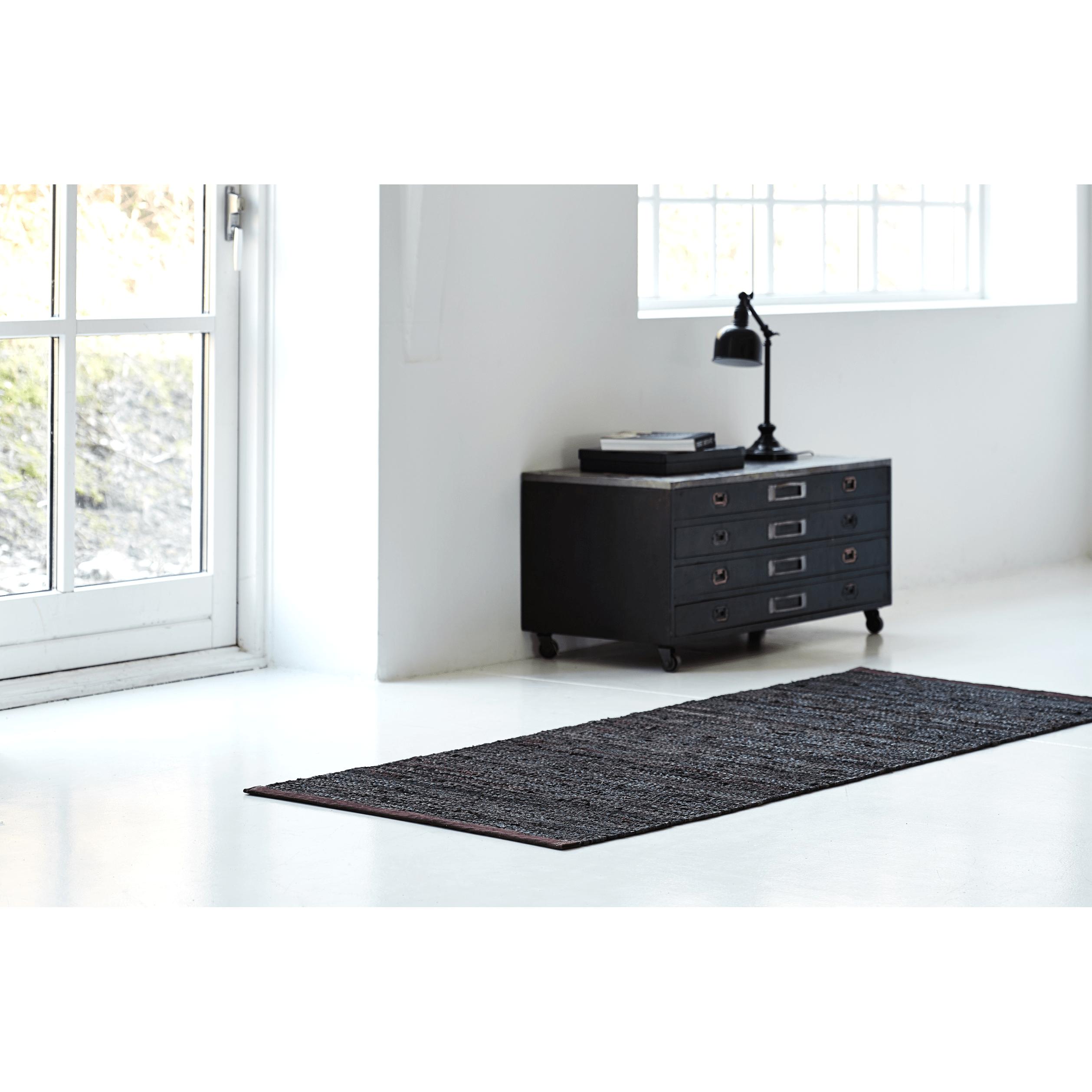Rug Solid Leather Rug Choco, 75 X 500 Cm