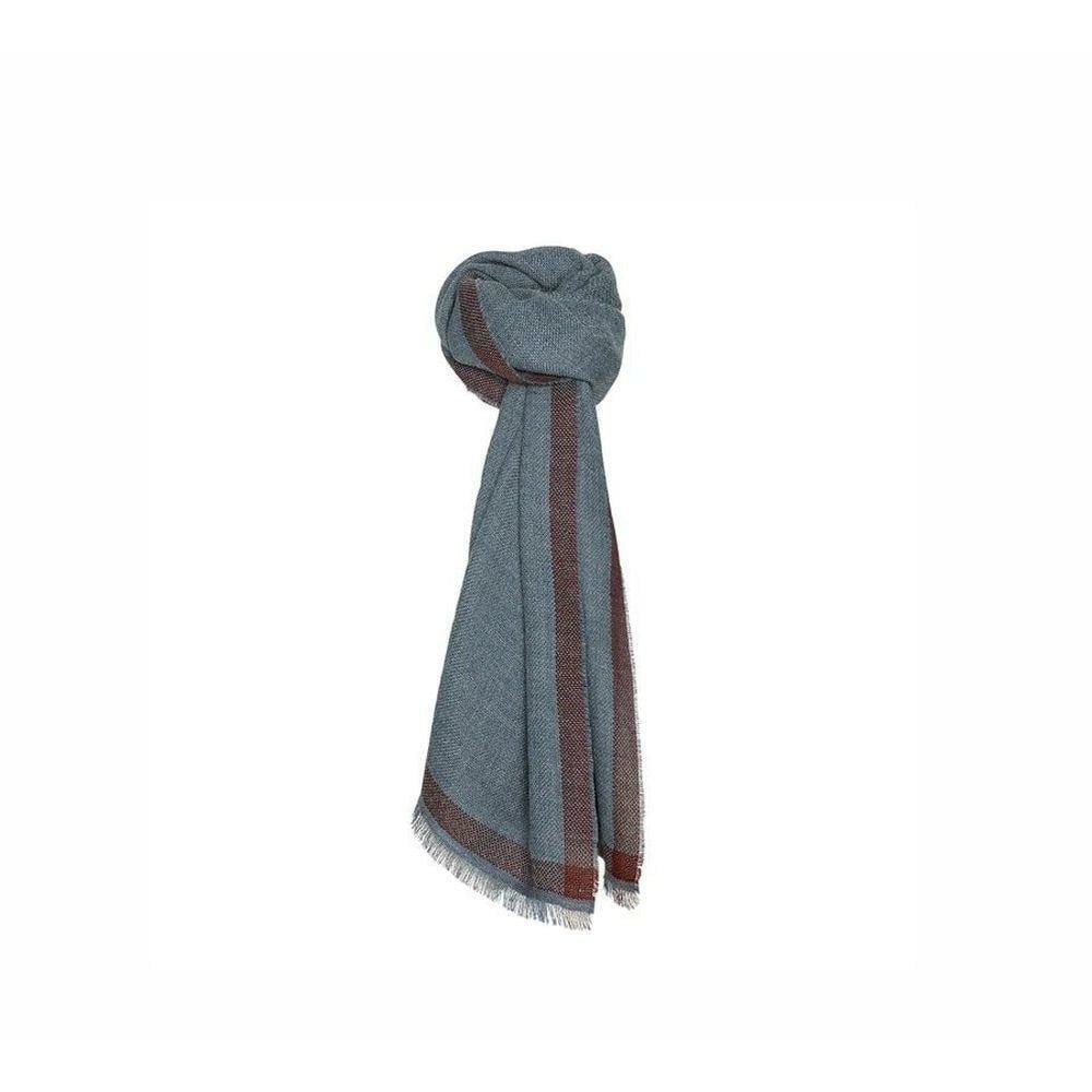 [product_category]-Silkeborg Uldspinderi Rustic Border Scarf, Stone Blue-Silkeborg Uldspinderi-5710390060007-00-1146-0726-SIL-1