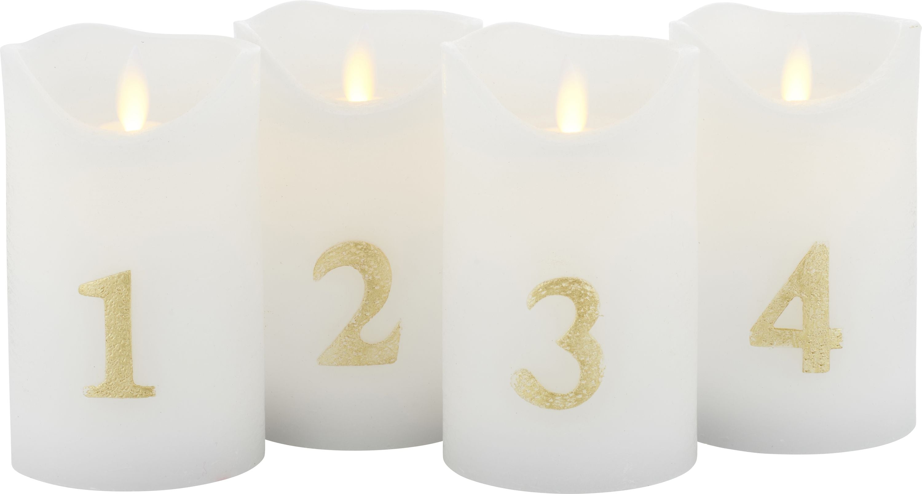 [product_category]-Sirius Sara Advent Led Candle 4 Pcs øx H 7x12,5 Cm, White/Gold-Sirius-5707310504048-50404-SIR-2