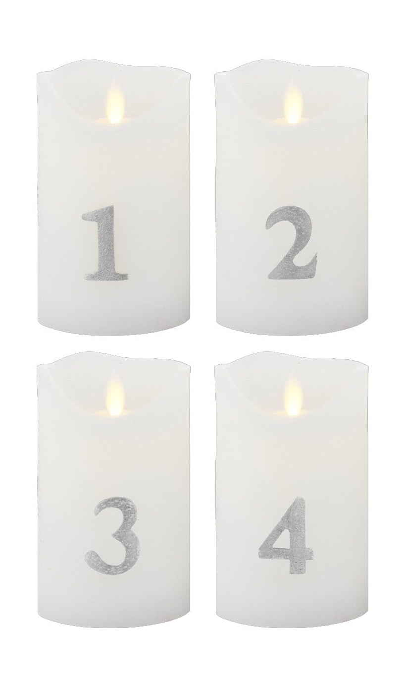 [product_category]-Sirius Sara Advent Led Candle 4 Pcs øx H 7x12,5 Cm, White/Silver-Sirius-5707310504055-50405-SIR-1