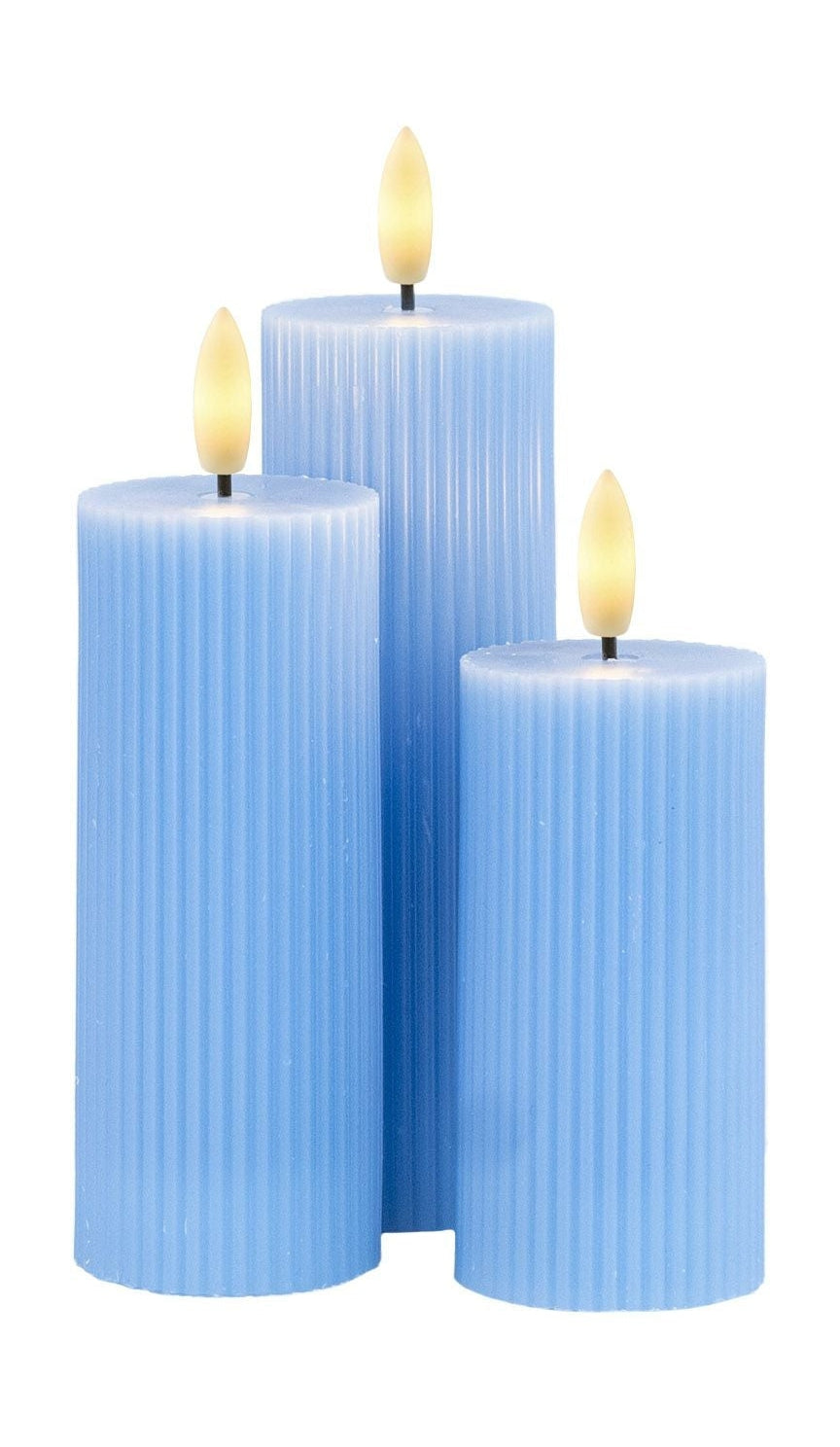 [product_category]-Sirius Smilla Rechargeable Led Candle 3 Pcs. ø5x H10/12,5/15cm, Blue-Sirius-5707310802700-80270-SIR-1