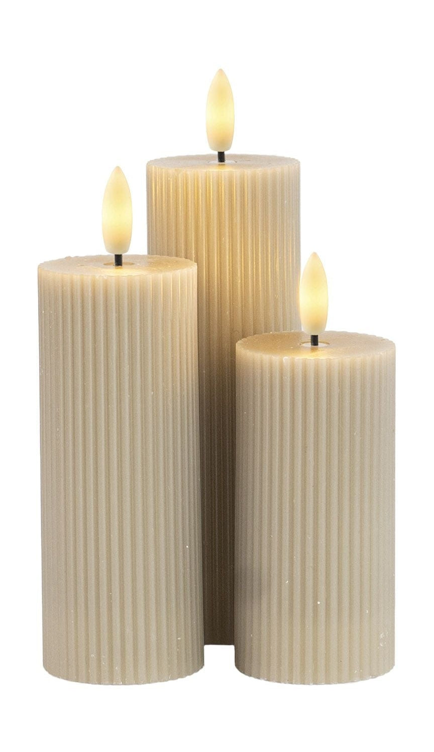 [product_category]-Sirius Smilla Rechargeable Led Candle 3 Pcs. ø5x H10/12,5/15cm, Warm Grey-Sirius-5707310802717-80271-SIR-1