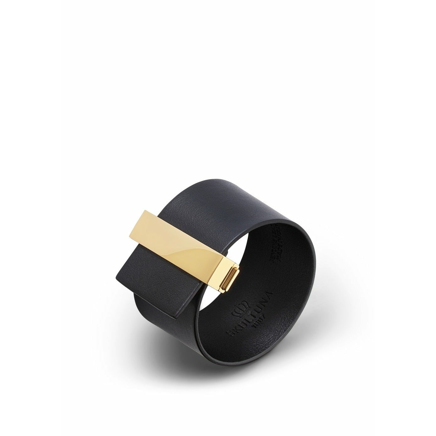 [product_category]-Skultuna Clasp Leather Strap Leather/Gold Plated 38 Mm L 17 & 18 Cm, Black-Skultuna-7340037815691-G1604-BL-SKU-1