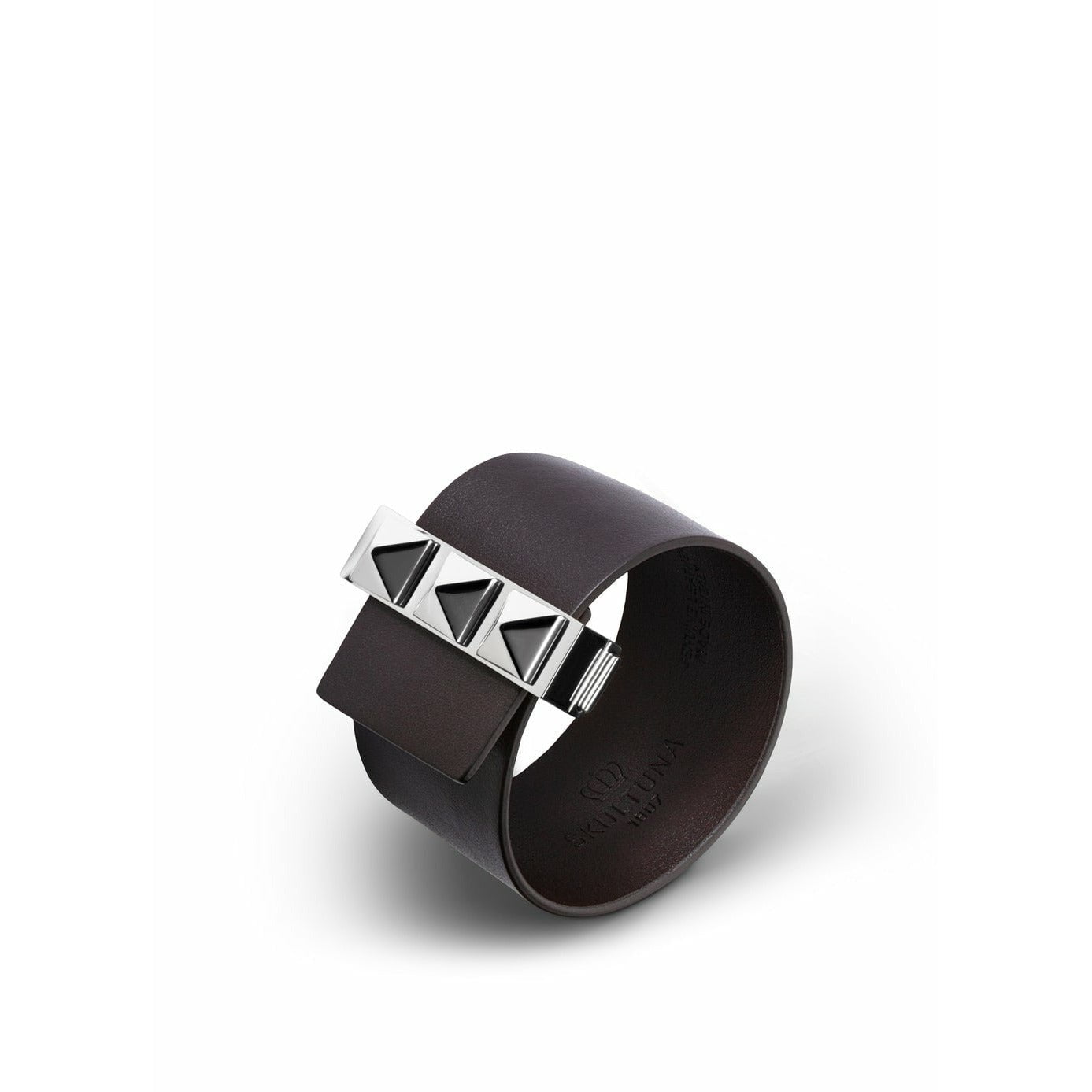 [product_category]-Skultuna Clasp Rivets Thin Bracelet Polished Steel 38 Mm L 17 & 18 Cm, Brown-Skultuna-7340037819033-SR1604-DB-SKU-1