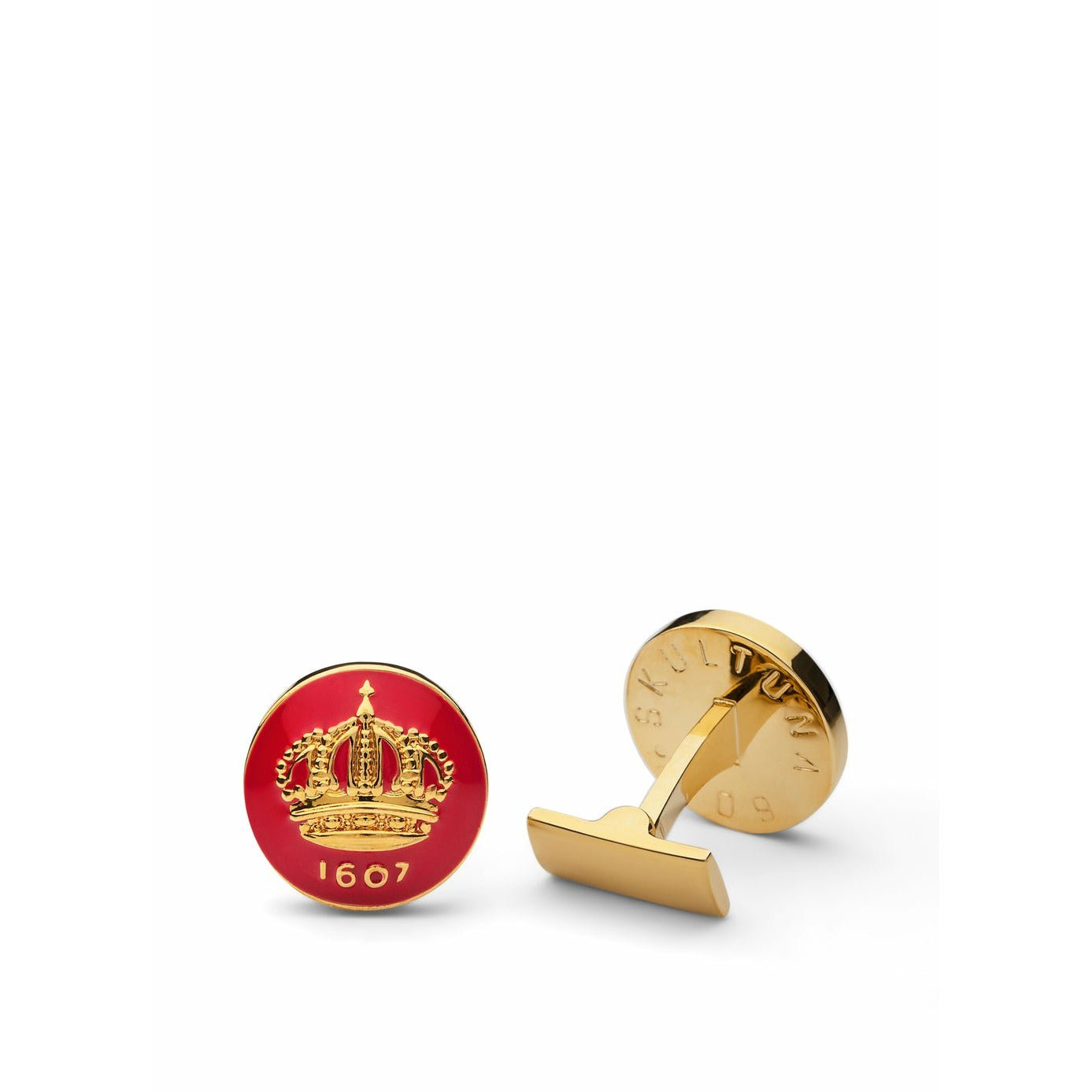 [product_category]-Skultuna Crown Gold Cufflink ø1,7 Cm, Italian Racing Red-Skultuna-7340037801892-920-R-SKU-1