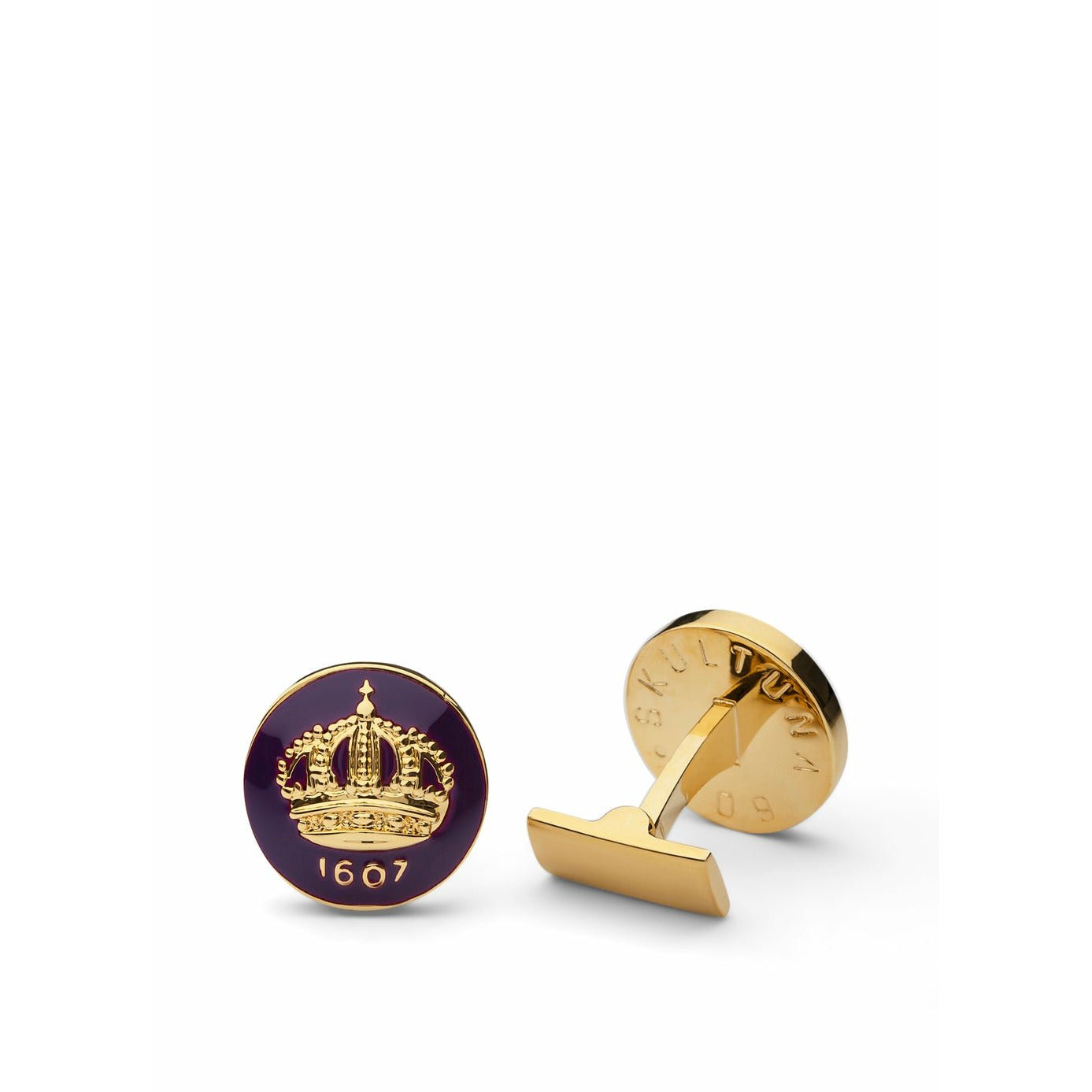 [product_category]-Skultuna Crown Gold Cufflink ø1,7 Cm, Palatine Purple-Skultuna-7340037802332-920-PP-SKU-1
