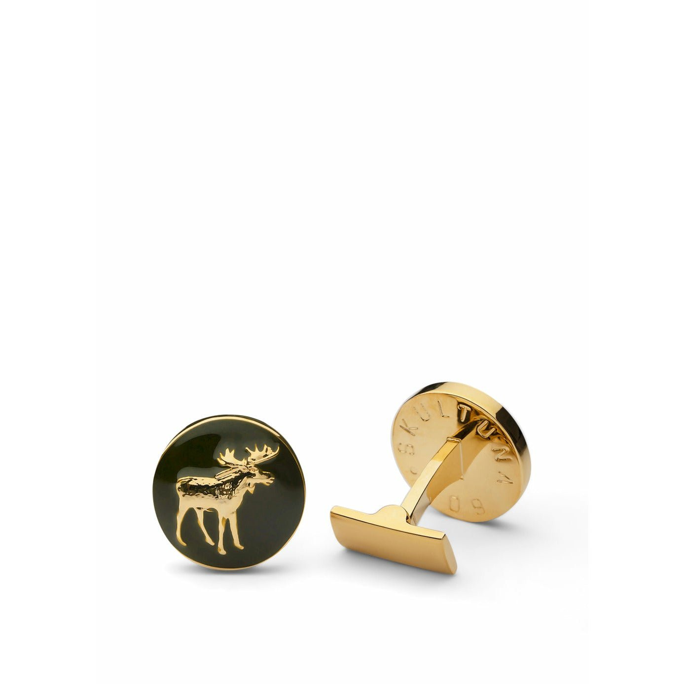 [product_category]-Skultuna The Hunter Cufflink The Elk Gold Plated Brass, ø1,7 Cm-Skultuna-7340037814922-1024-RG-SKU-1