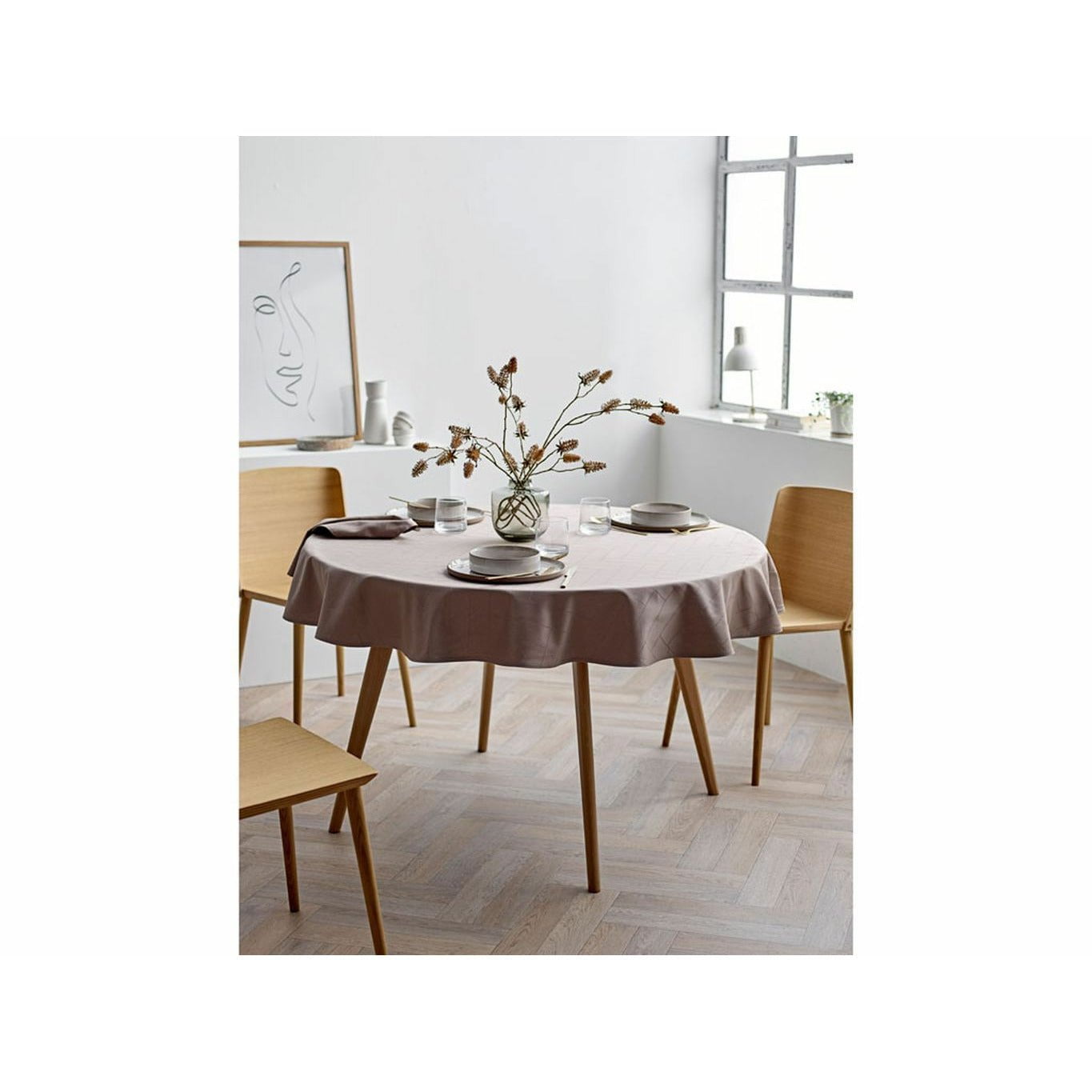 [product_category]-Södahl Dia160 Tiles Damask Tablecloth, Taupe-Södahl-5722000154815-15481-SÖD-2