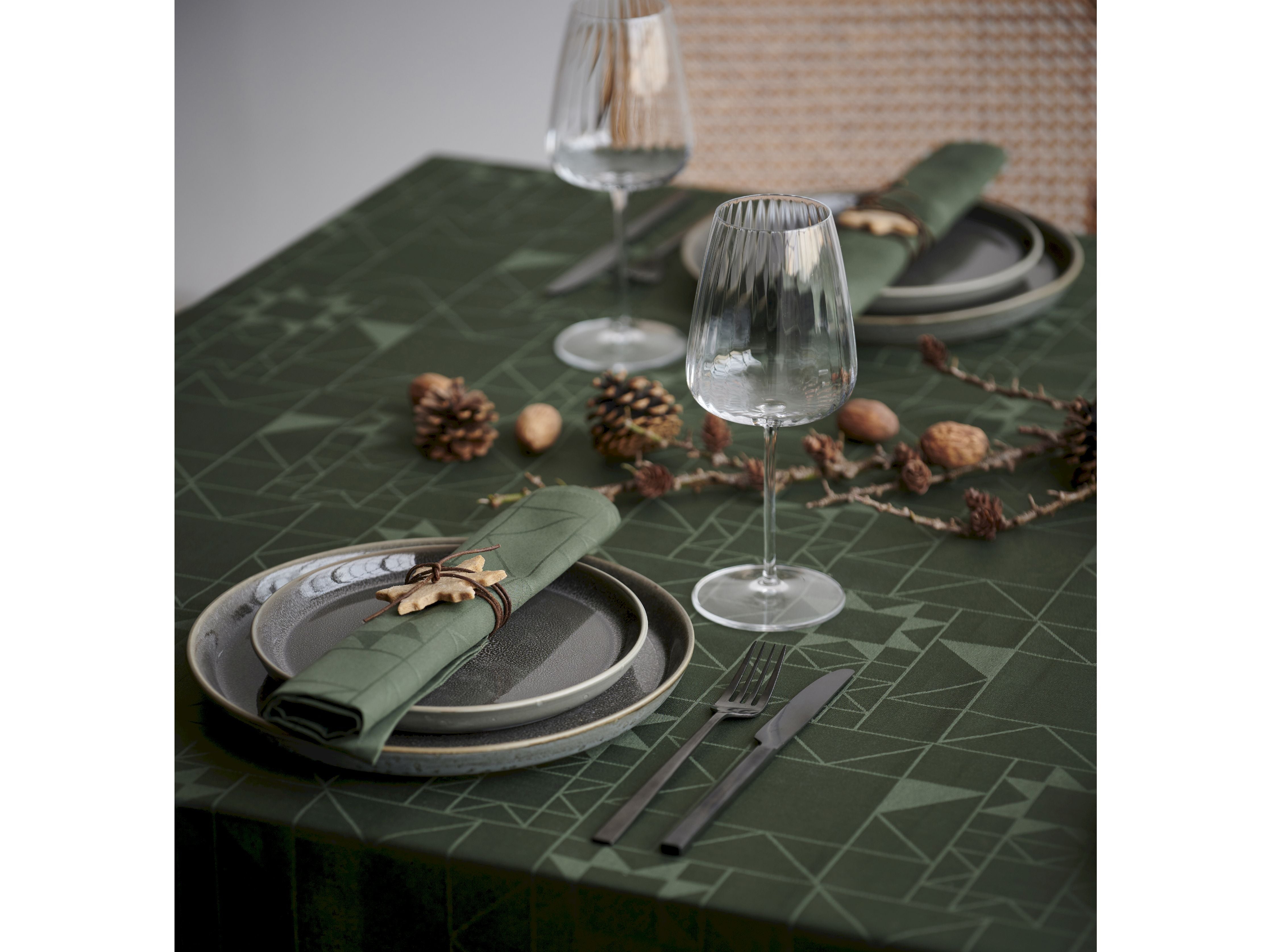 [product_category]-Södahl Star Damask Tablecloth ø160 Cm, Forest Green-Södahl-5722000271895-27189-SOD-3