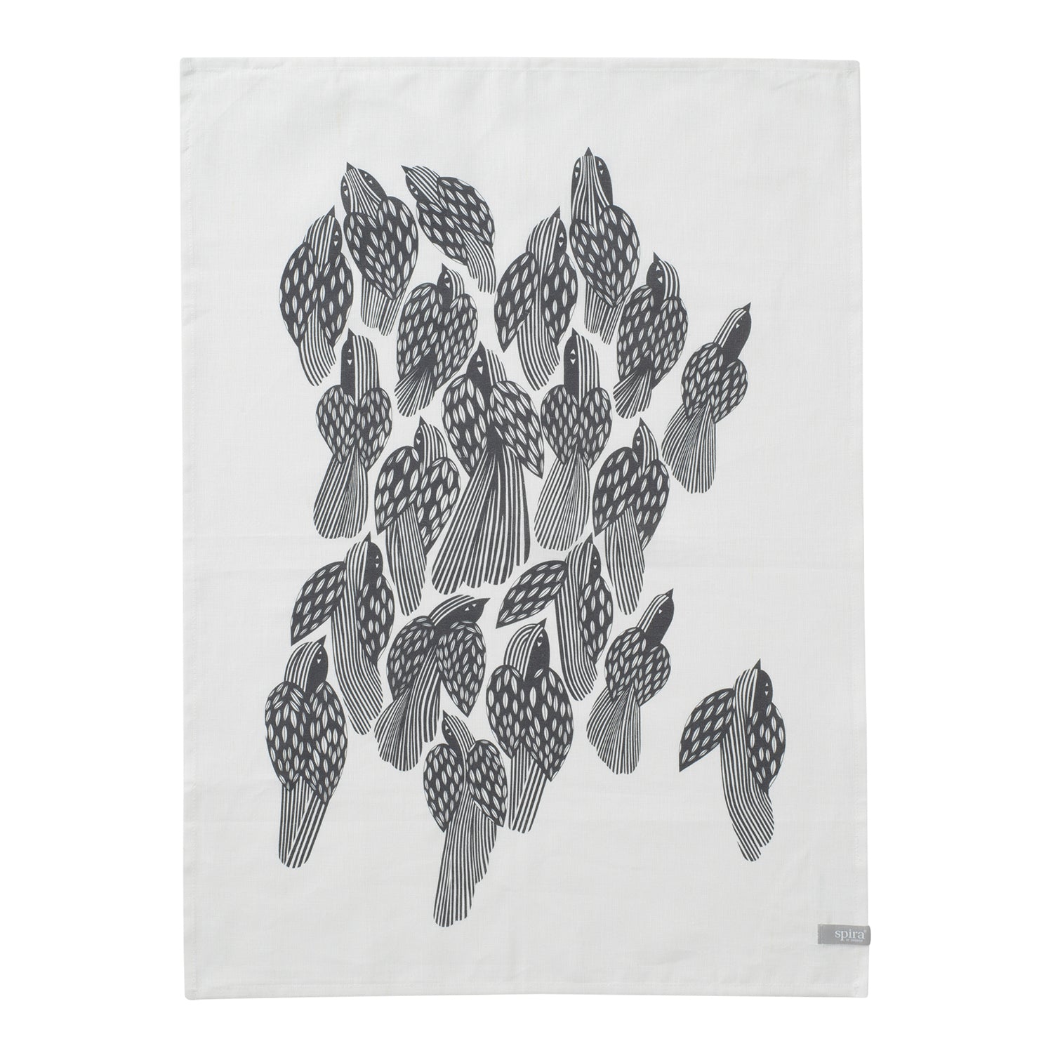 [product_category]-Spira Birds Kitchen Towelm, Asphalt-Spira of Sweden-7333001200524-6594-SPI-1