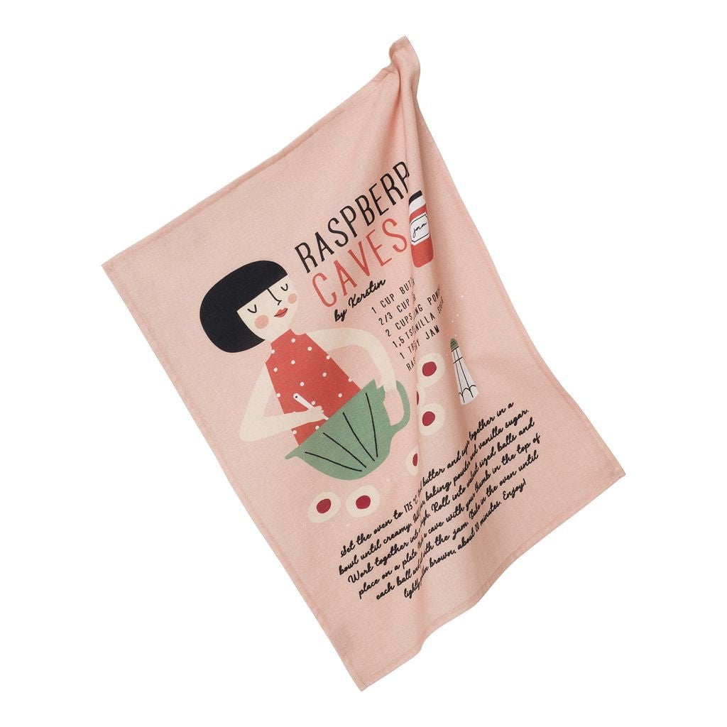 [product_category]-Spira Kompis Tea Towel Kerstin Raspberry Caves, 47x65 Cm-Spira of Sweden-7333001018518-6402-SPI-2