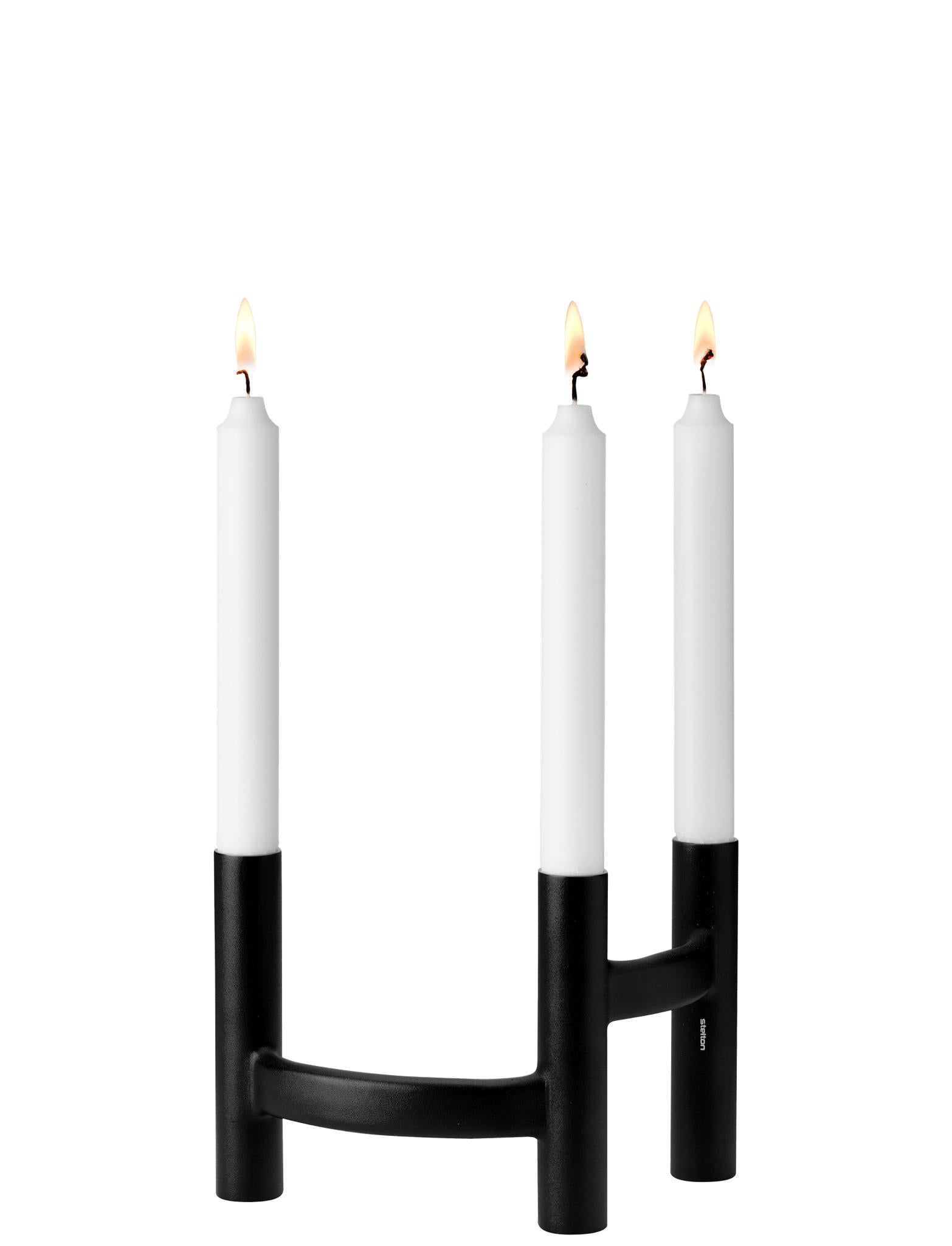 [product_category]-Stelton Ora Candlestick Three Armed, Black-Stelton-5709846026520-110-STE-2