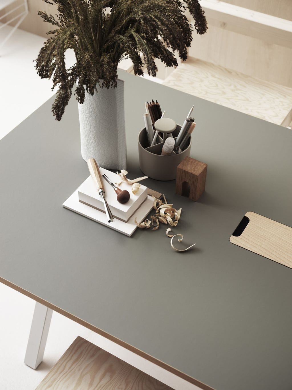 [product_category]-String Furniture Height Adjustable Work Table 90x180 Cm, Light Grey Linoleum-String Furniture-DT18090-24-1+ETF-12-1-STR-2