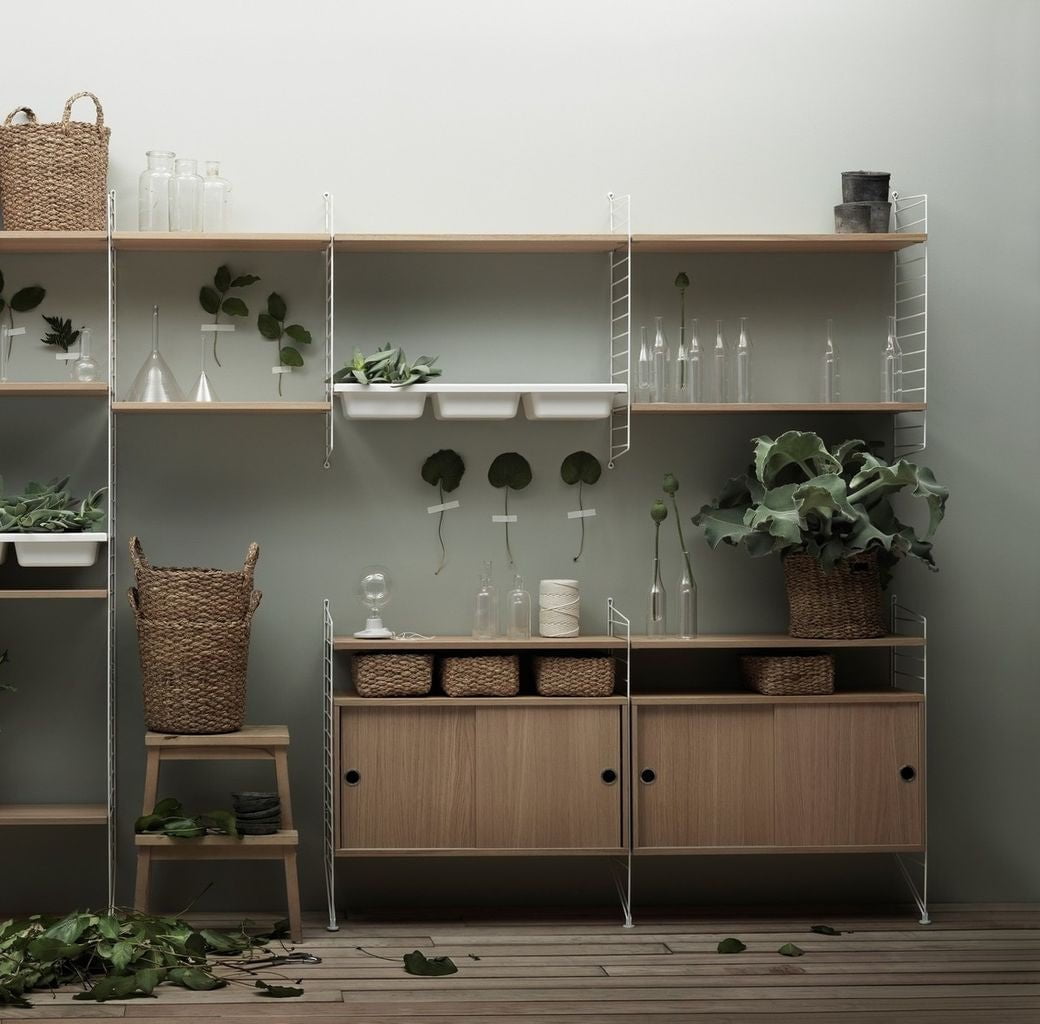 [product_category]-String Furniture String System Cabinet Element With Sliding Doors Black Stained Ash, 30x78x42 Cm-String Furniture-7350038271846-CD7830-03-1-STR-2