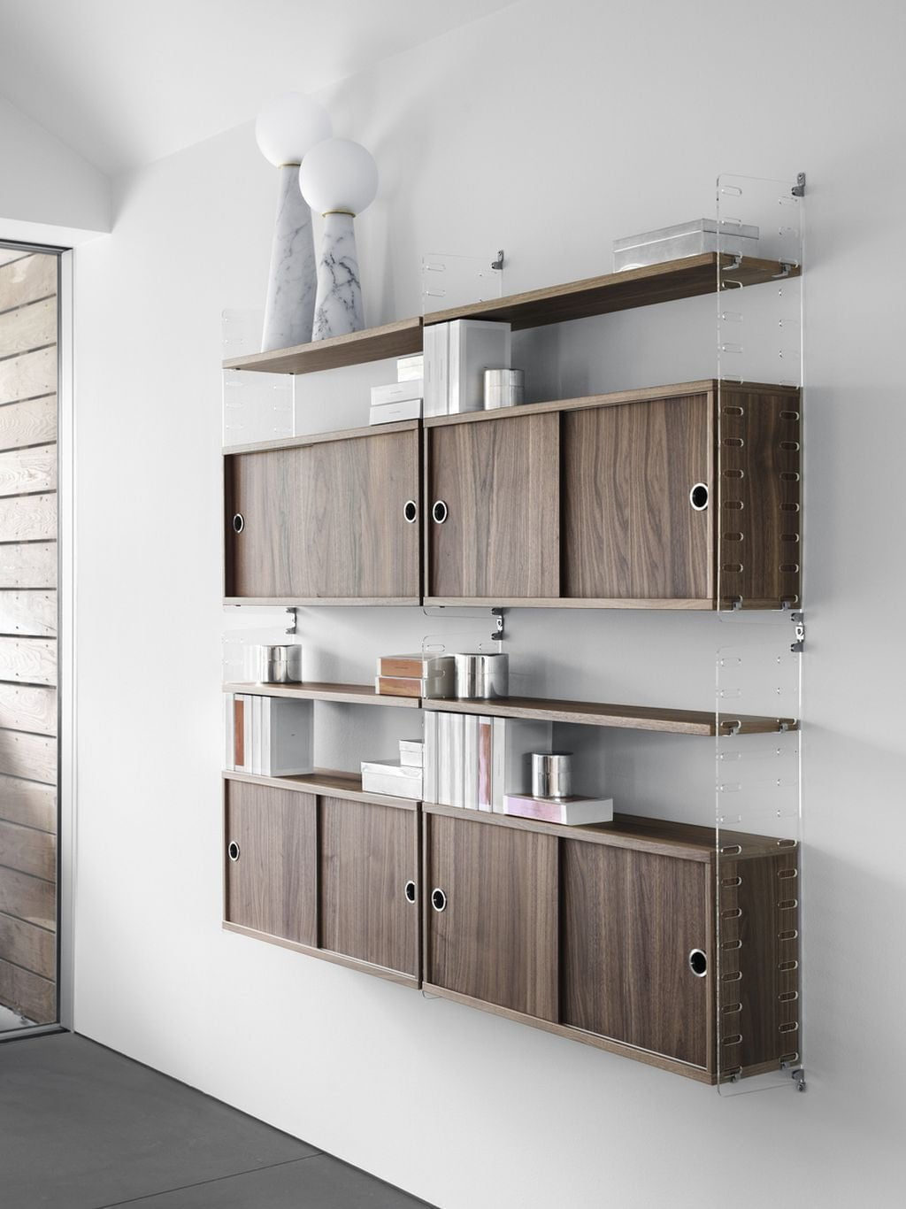 [product_category]-String Furniture String System Cabinet Element With Sliding Doors Walnut, 20x78x37 Cm-String Furniture-7350038272539-CD7820-04-1-STR-2