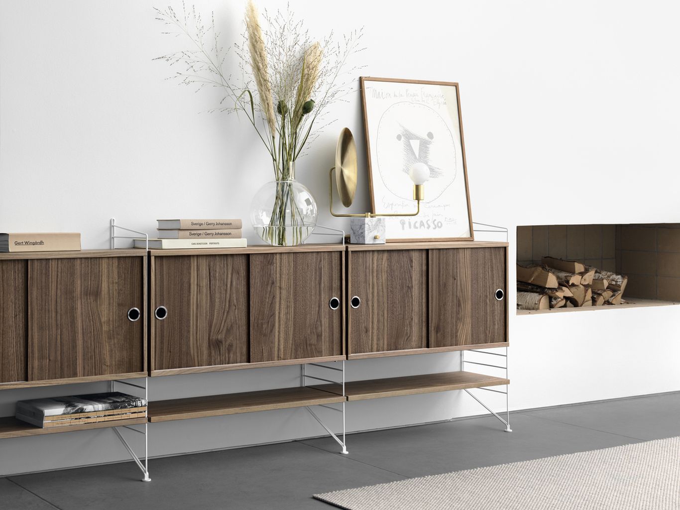 [product_category]-String Furniture String System Cabinet Element With Sliding Doors Walnut, 30x78x42 Cm-String Furniture-7350038270375-CD7830-04-1-STR-3