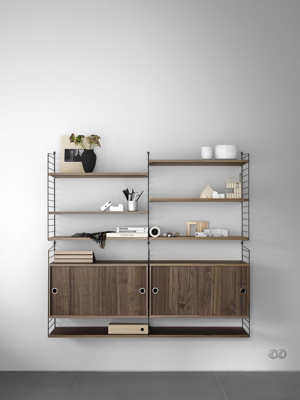 [product_category]-String Furniture String System Cabinet Element With Sliding Doors Walnut, 30x78x42 Cm-String Furniture-7350038270375-CD7830-04-1-STR-4