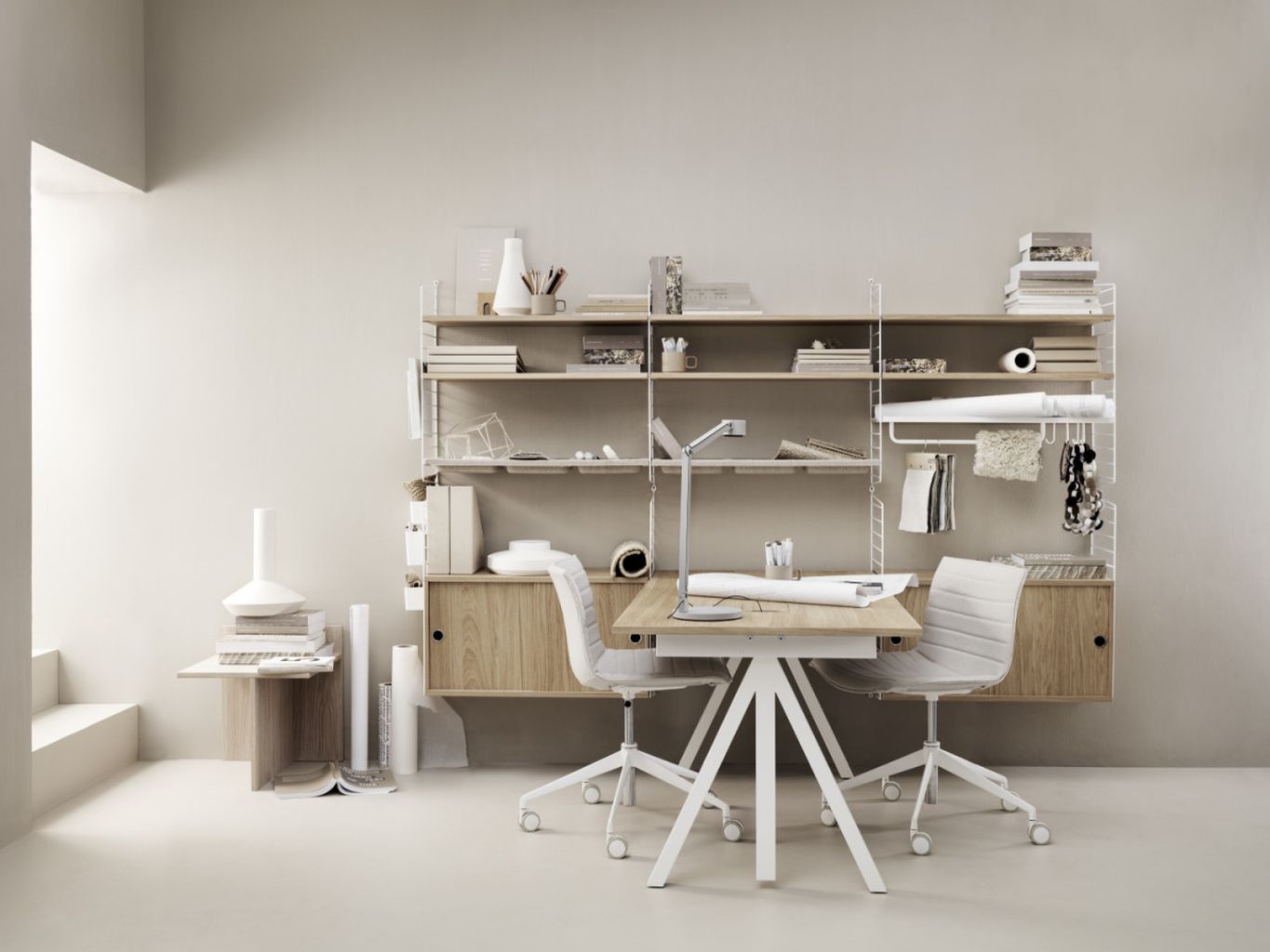 [product_category]-String Furniture Works Work Table Oak, 78x160 Cm-String Furniture-DT16078-05-1+ETM-12-1-STR-3