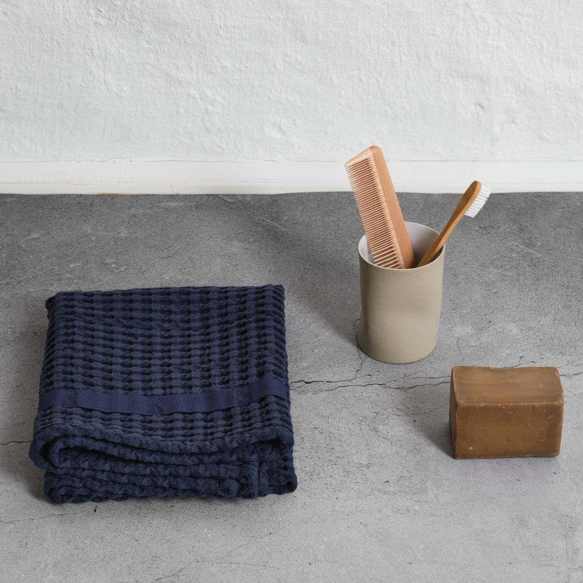 [product_category]-The Organic Company Big Waffle Hand Towel, Dark Blue-The Organic Company-5711261002164-1020-500-THE-2