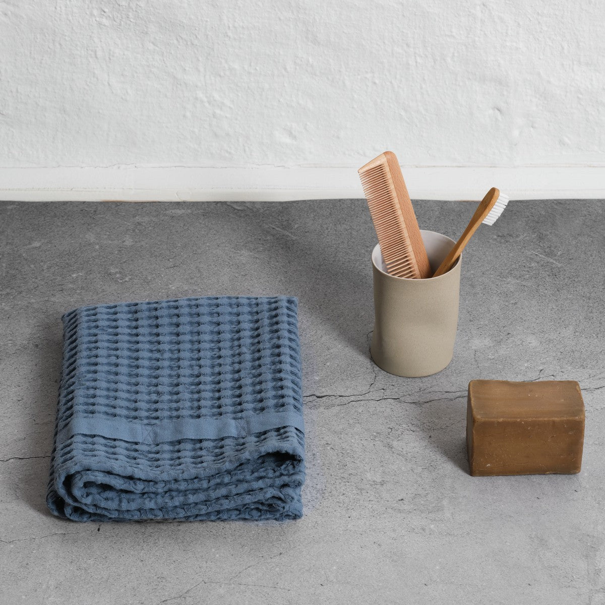 [product_category]-The Organic Company Big Waffle Hand Towel, Grey Blue-The Organic Company-5711261023381-1020-510-THE-2