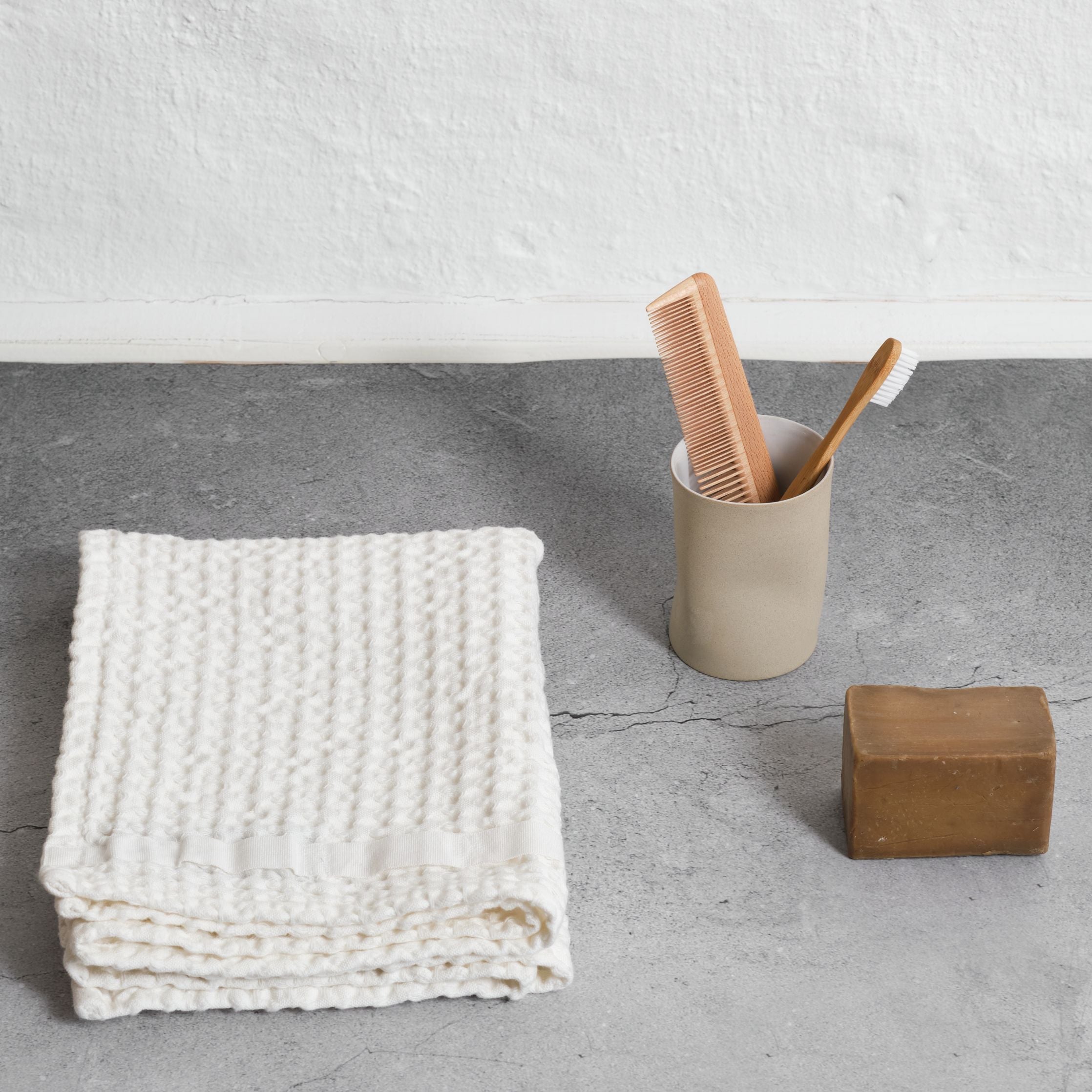 [product_category]-The Organic Company Big Waffle Hand Towel, Natural White-The Organic Company-5711261002157-1020-200-THE-3