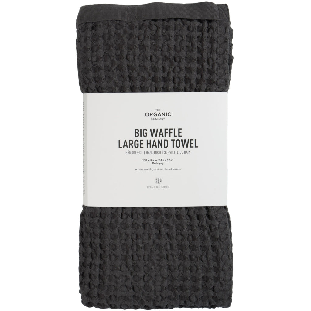 [product_category]-The Organic Company Big Waffle Large Hand Towel, Dark Grey-The Organic Company-5711261024906-1174-110-THE-2
