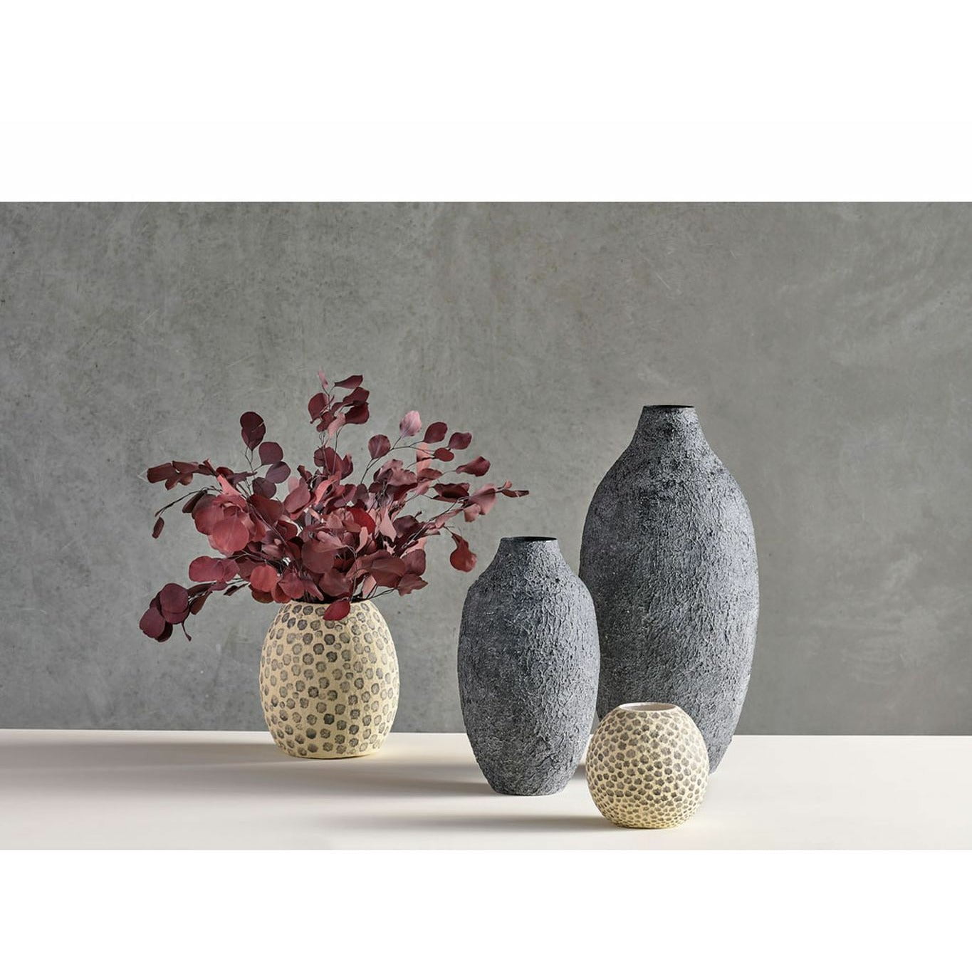 [product_category]-Villa Collection Decorative Vase øx H 23.5x28.5 Cm, Cream/Grey-Villa Collection-5722000240822-24082-VIL-3