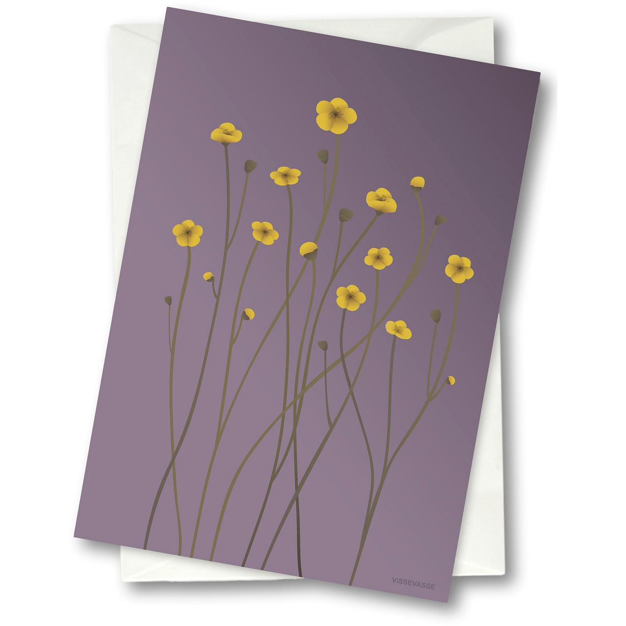 Vissevasse Buttercup Buthing Card 15 x21 cm, fialová