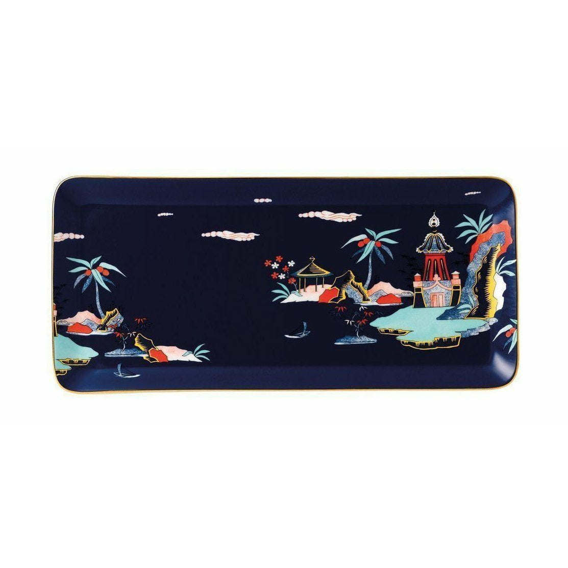 [product_category]-Wedgwood Wonderlust Blue Pagoda Rectangular Sandwich Tray 34 Cm Gift Box-Wedgwood-701587380515-40031721-WED-1