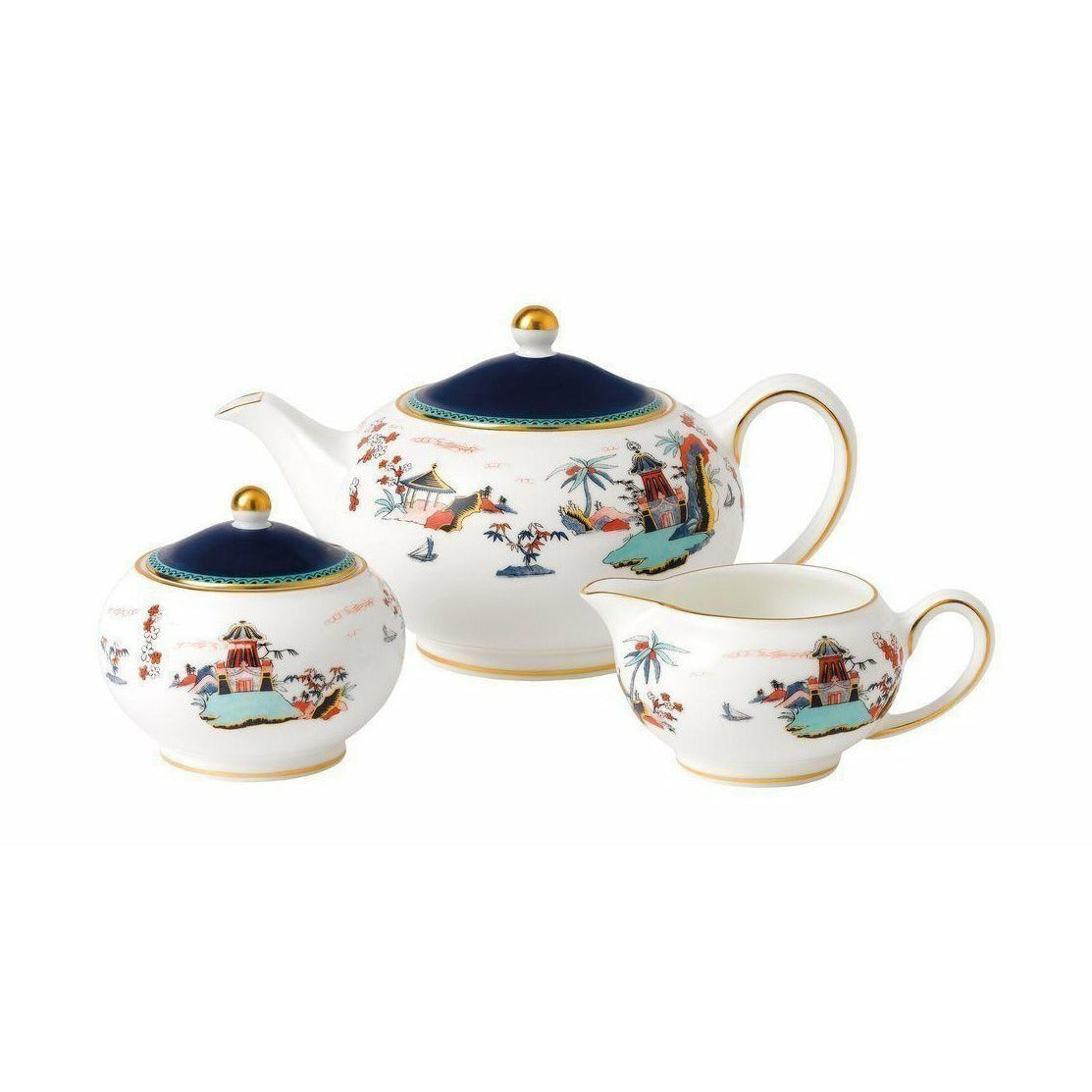 [product_category]-Wedgwood Wonderlust Blue Pagoda Set 3pcs (Teapot, Sugar Bowl, Milk Jug) Gift Box-Wedgwood-701587380478-40031717-WED-1