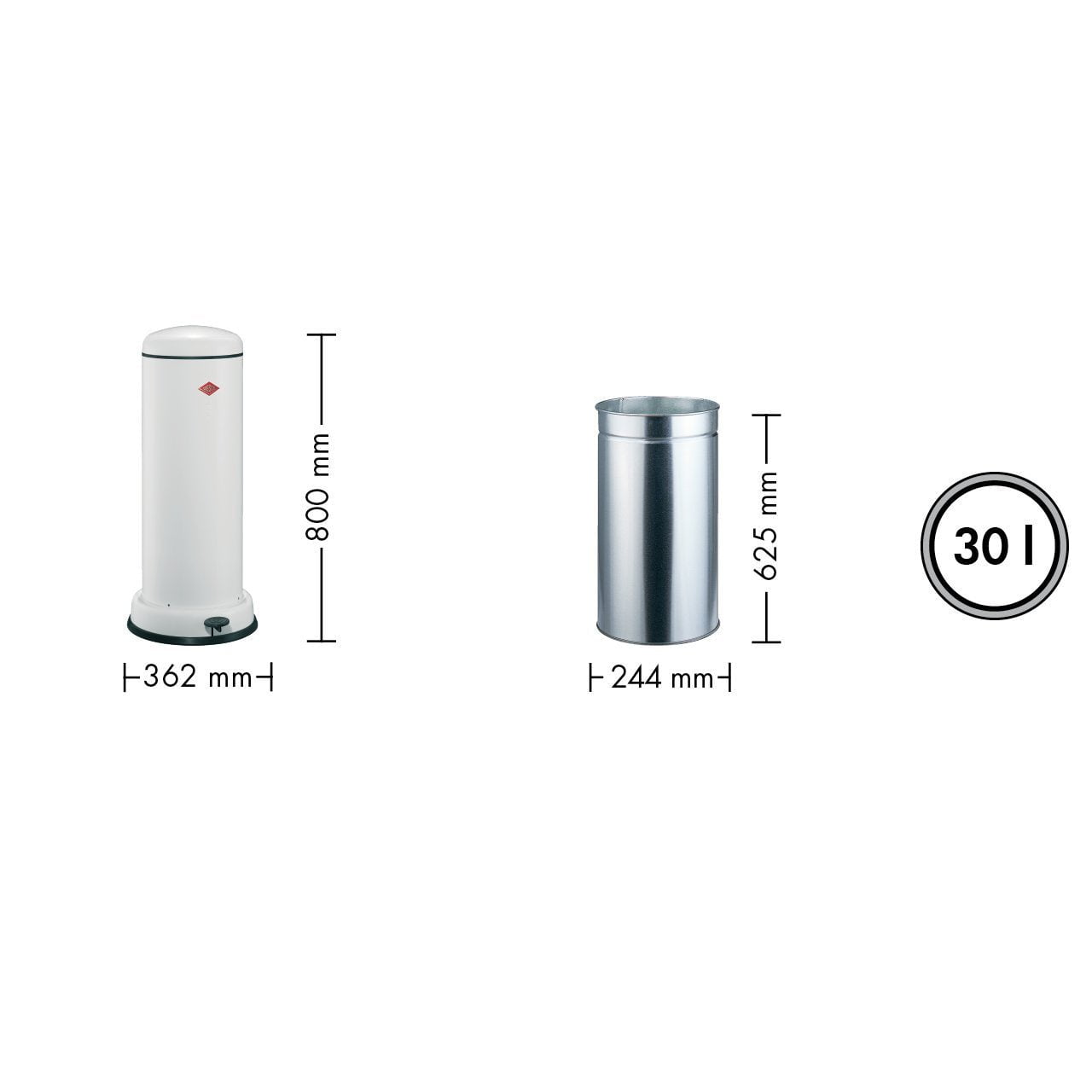 [product_category]-Wesco Big Baseboy 30 Litres, Cool Grey-Wesco-4004519091296-134731-76-DE-WES-4