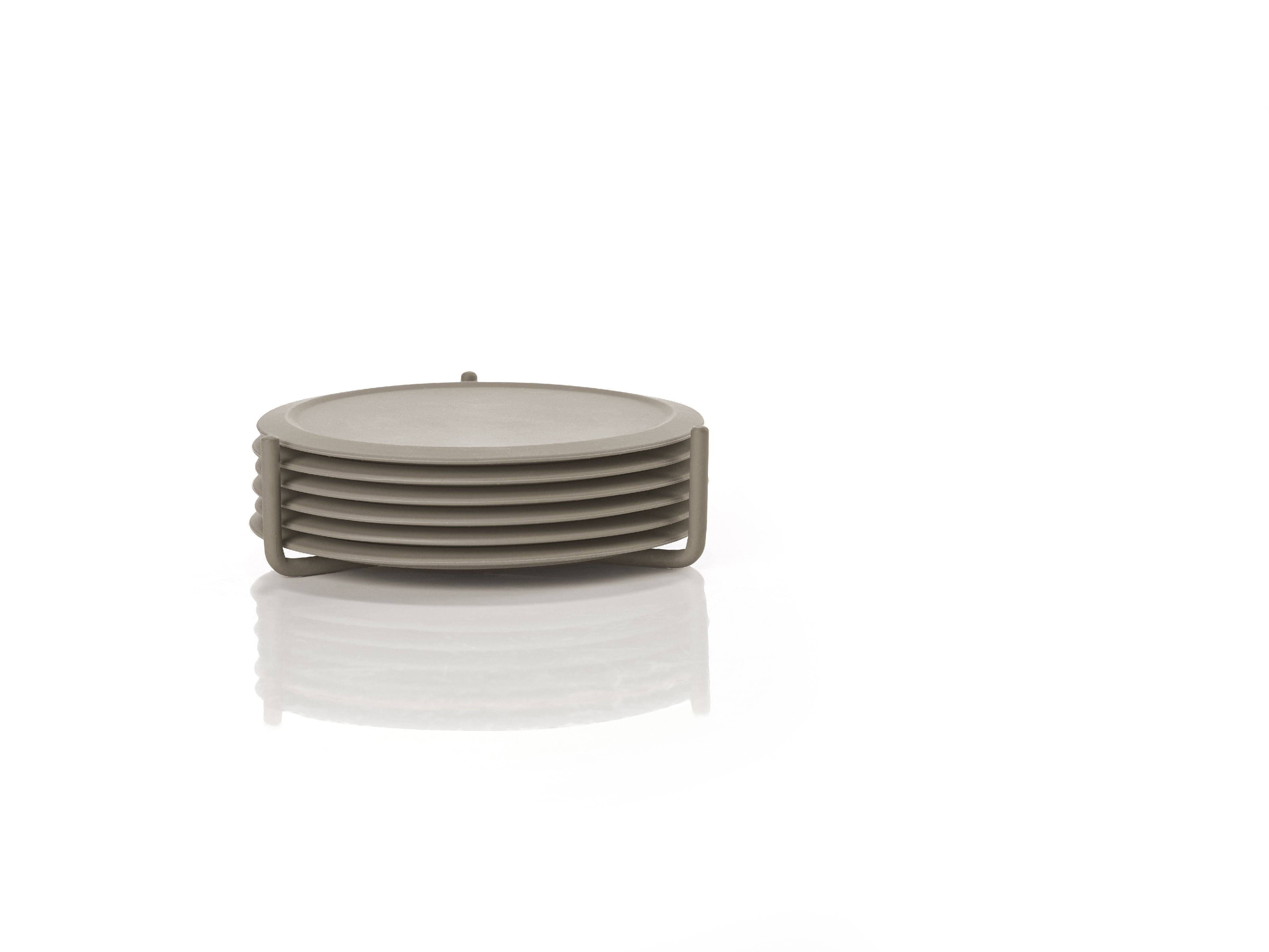 [product_category]-Zone Denmark Singles Glass Coaster Set Of 6, Taupe-Zone Denmark-5722000280729-28072-ZON-4
