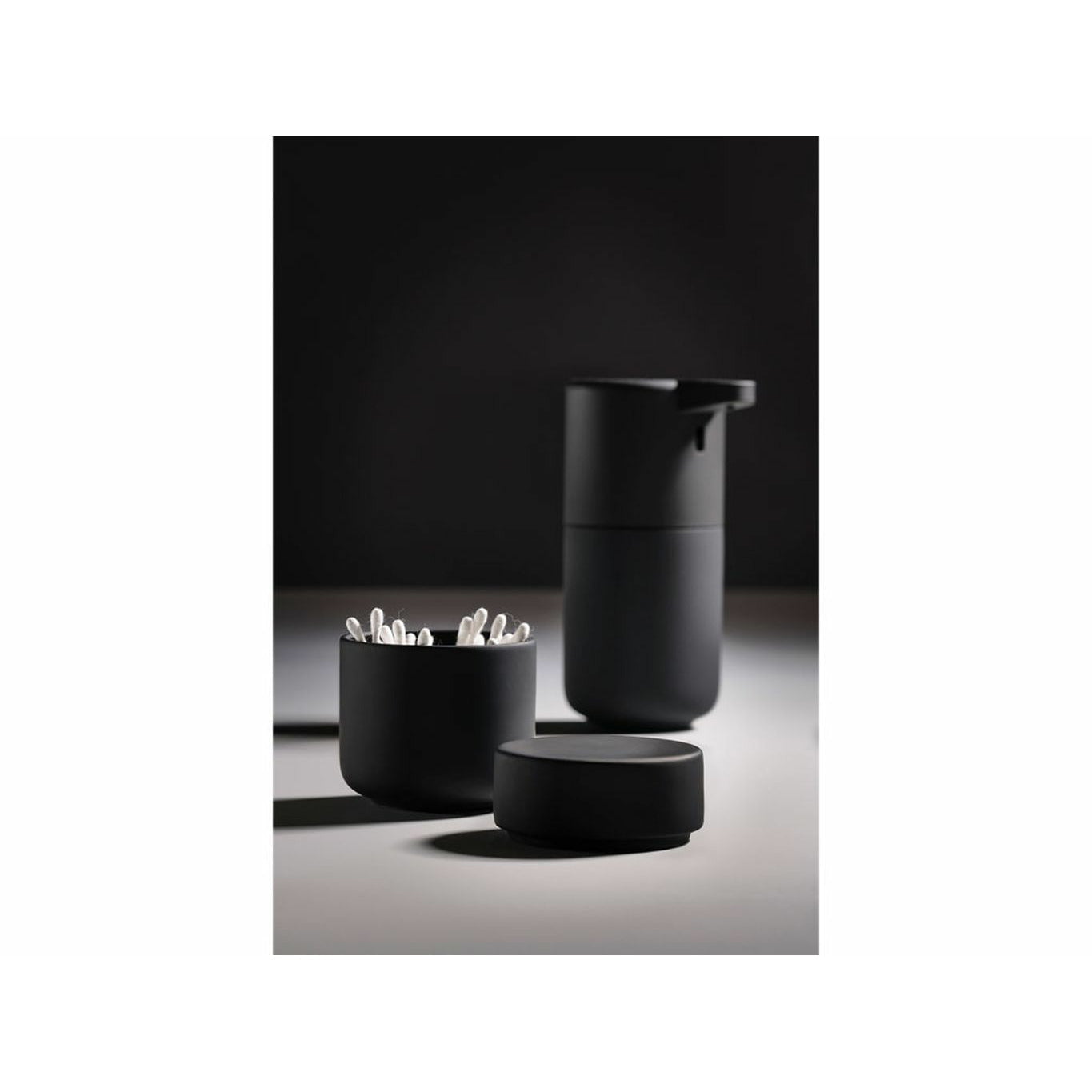 [product_category]-Zone Denmark Ume Cotton Swabs And Cosmetic Pads Container øx H 8,3x10,3 Cm, Black-Zone Denmark-5722000157533-15753-ZON-5