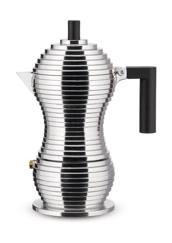 Alessi Pulcina Espresso Maker 3 Cups, Aluminium/Black