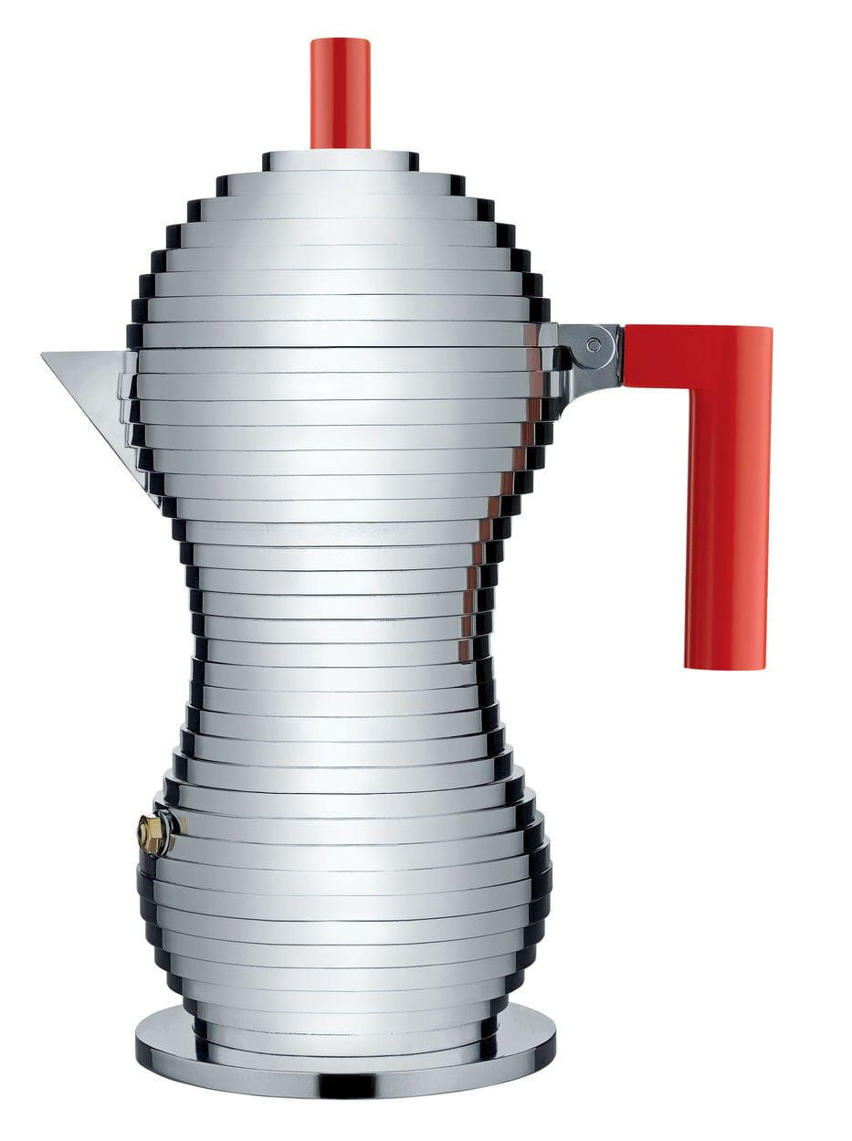 Alessi Pulcina Espresso Maker 6 Cups, Aluminium/Red