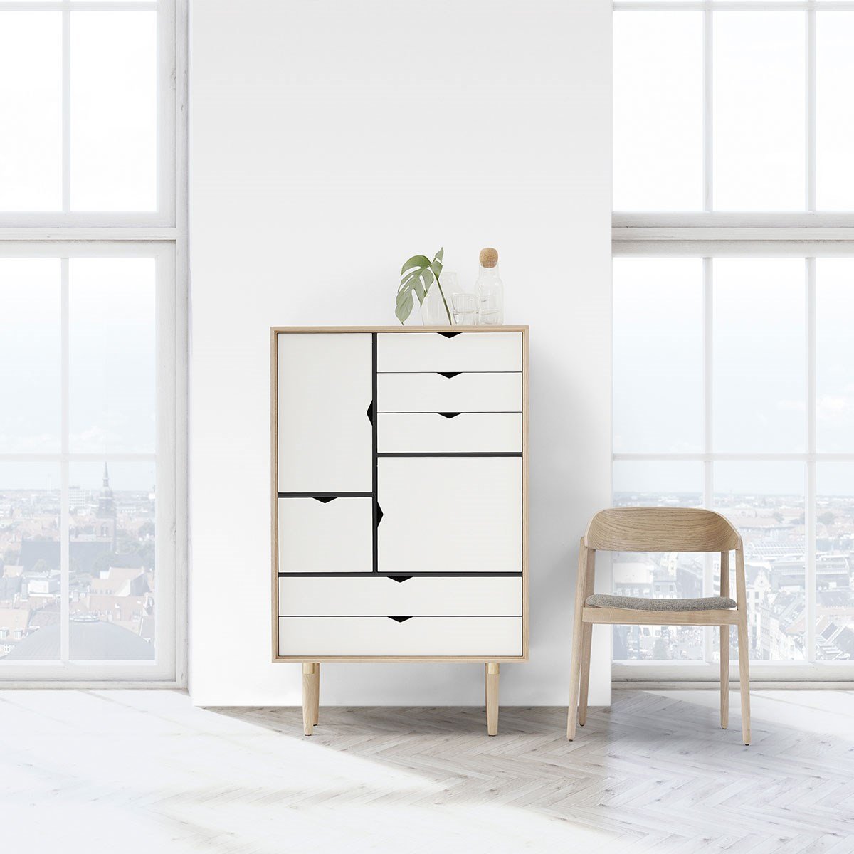 Andersen Furniture S5 Cabinet Soaped Oak, White Front