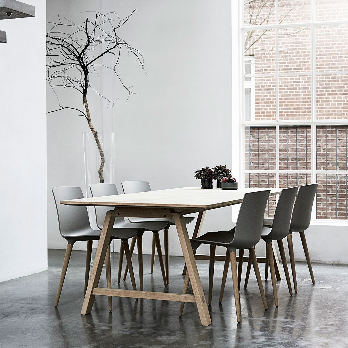 Andersen Furniture T1 Extendable Table, White Laminate, Soaped Oak, 180cm