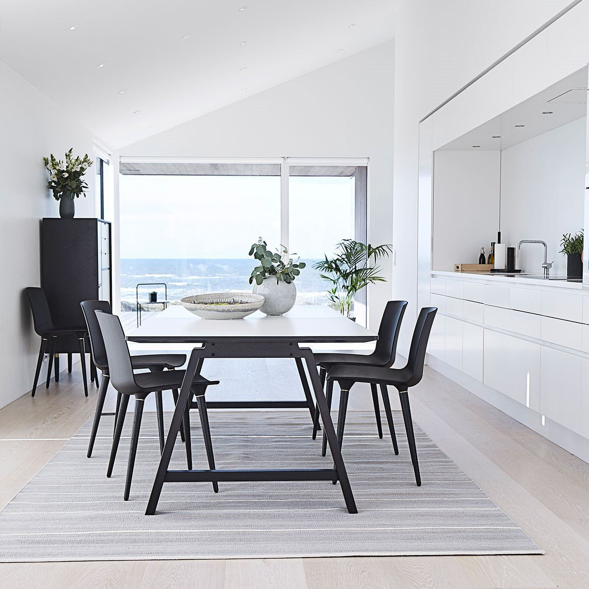 Andersen Furniture T1 Extendable Table, White Laminate, Black Frame, 180cm