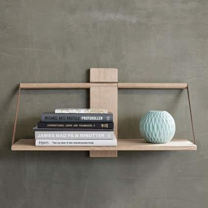 Andersen Furniture Wood Wall Shelf, Black Oak, Small