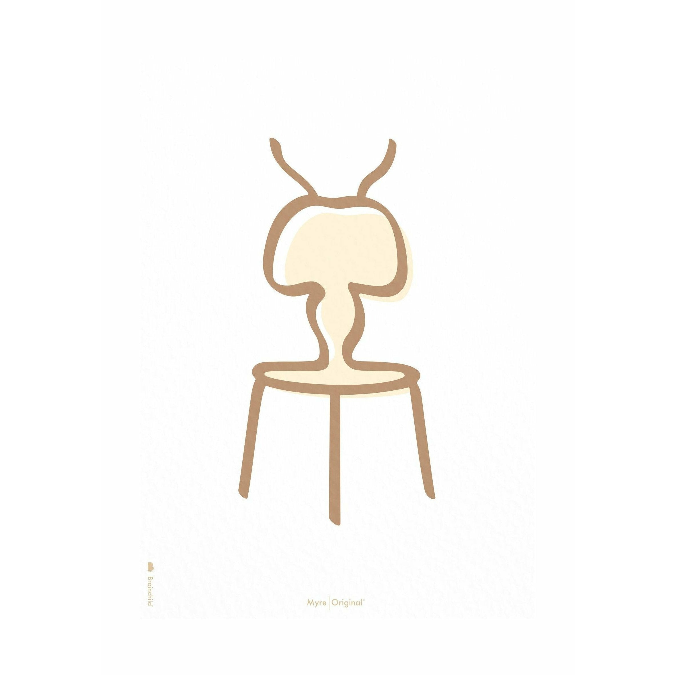 Brainchild Ant Line -plakat uden ramme 50x70 cm, hvid baggrund