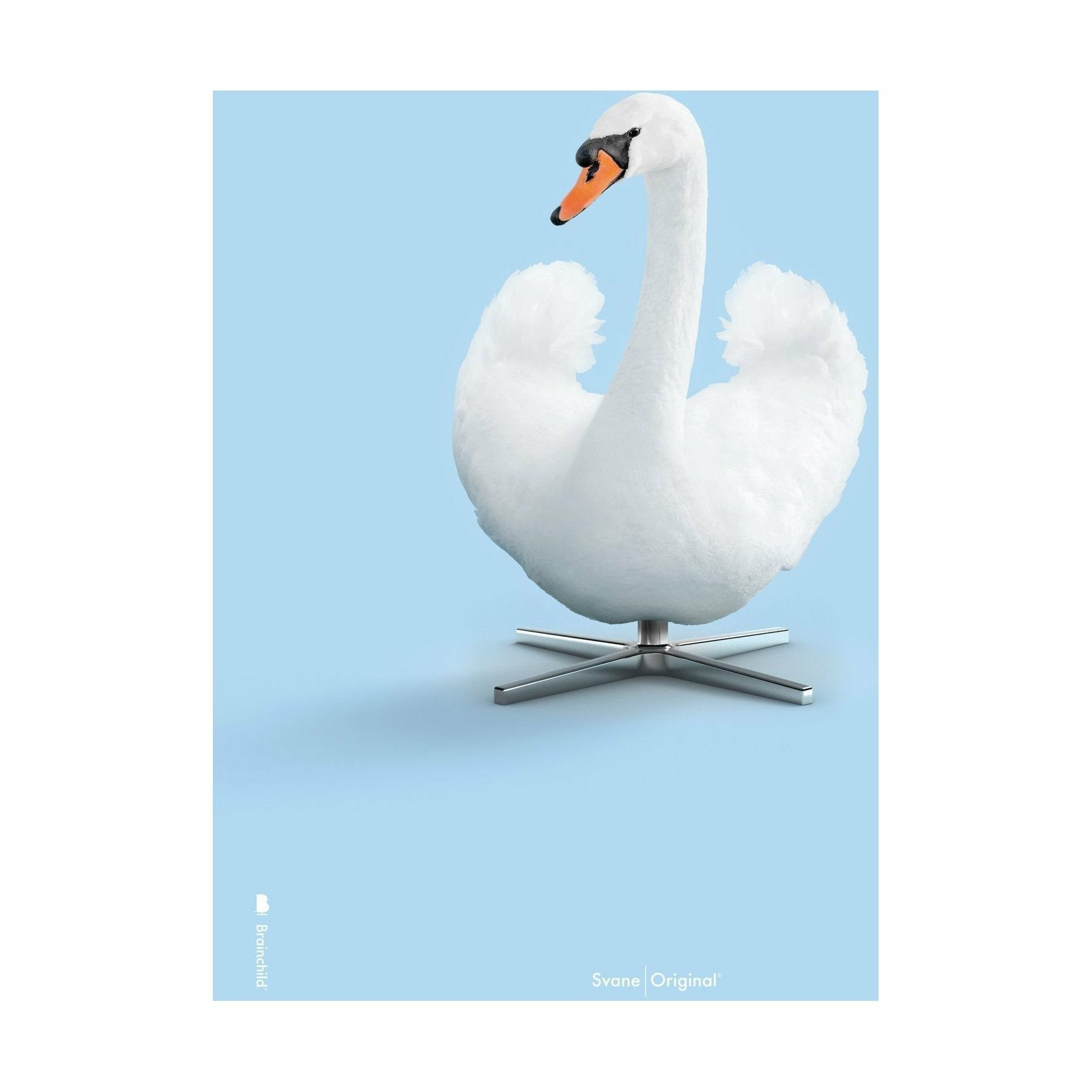 brainchild Swan Classic plakat uden ramme 30x40 cm, lyseblå baggrund