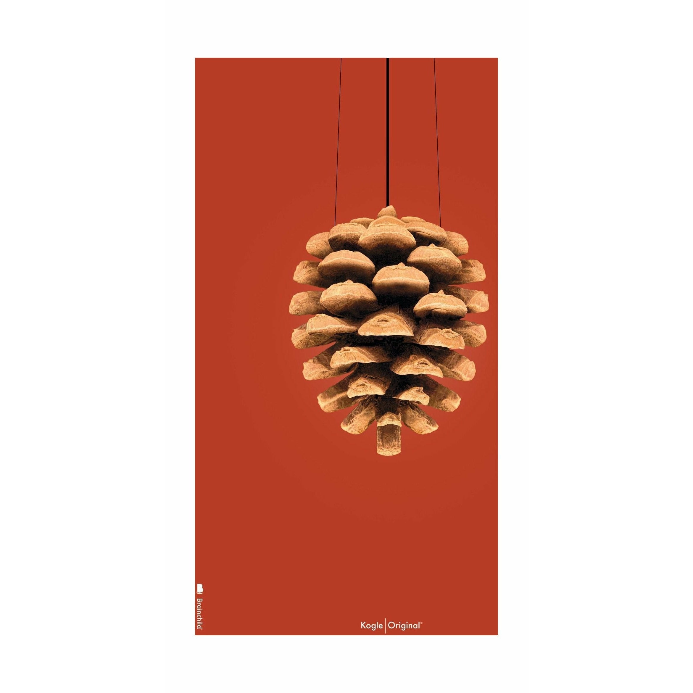 brainchild Pine Cone Classic Poster uden ramme 30x40 cm, rød baggrund