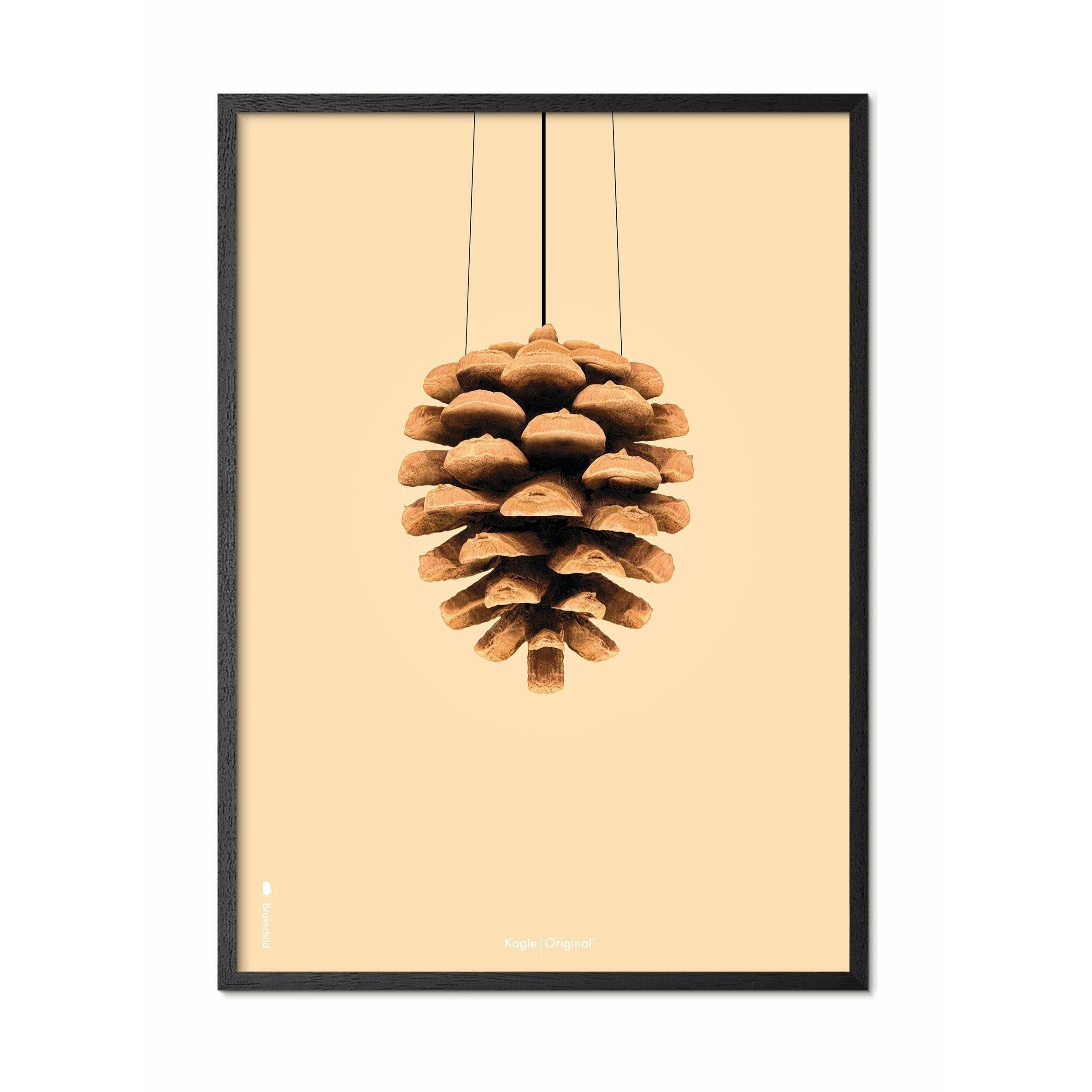 brainchild Pine Cone Classic Poster, ramme lavet af sort lakeret træ 30x40 cm, sandfarvet baggrund