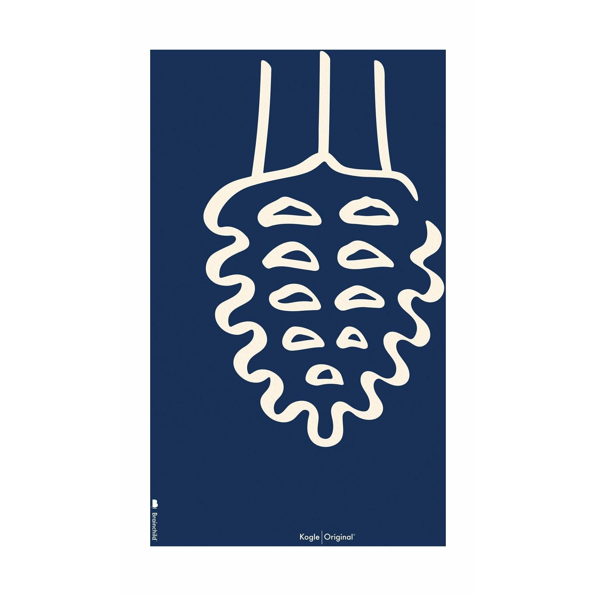 Brainchild Pine Cone Line -plakat uden ramme 30x40 cm, blå baggrund