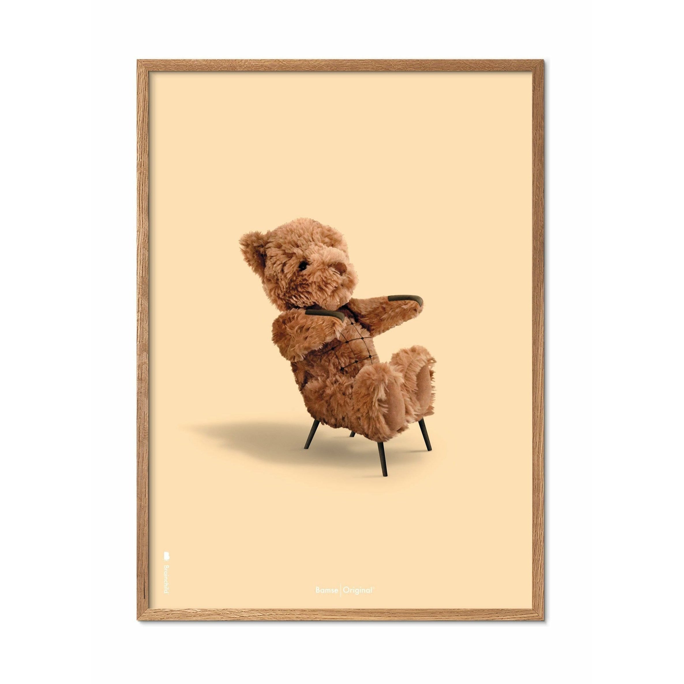 Brainchild Teddy Bear Classic plakat, ramme lavet af let træ 70x100 cm, sandfarvet baggrund