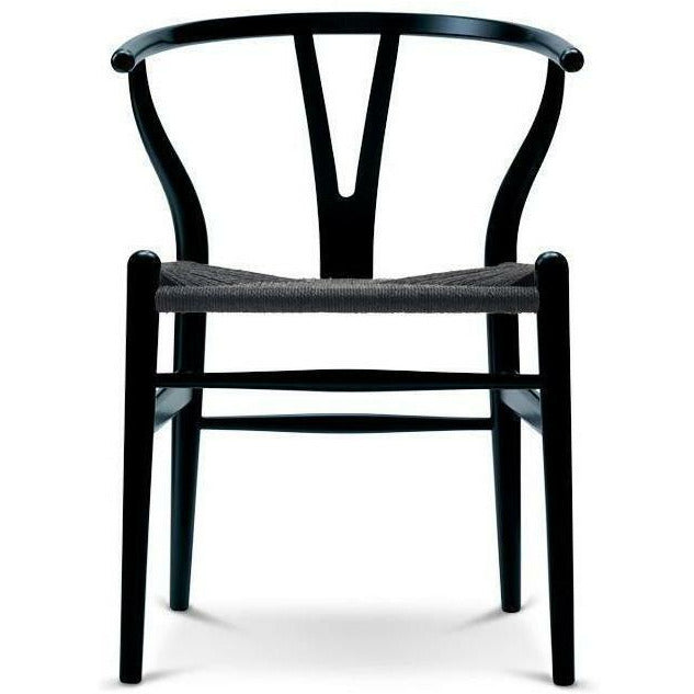 Kord židle Carl Hansen CH24 Y Black Paper Cord, černý buk