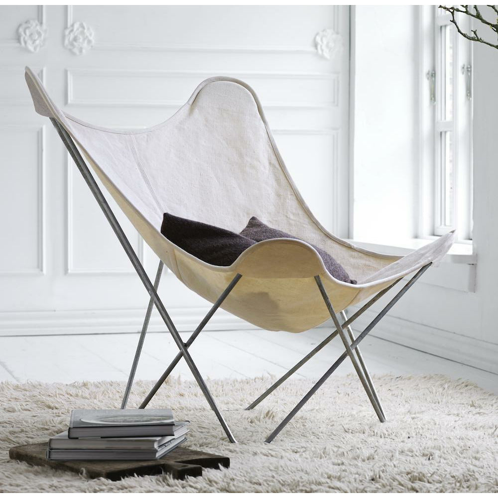 Cuero Cotton Canvas Mariposa Chair, White With Chrome Frame