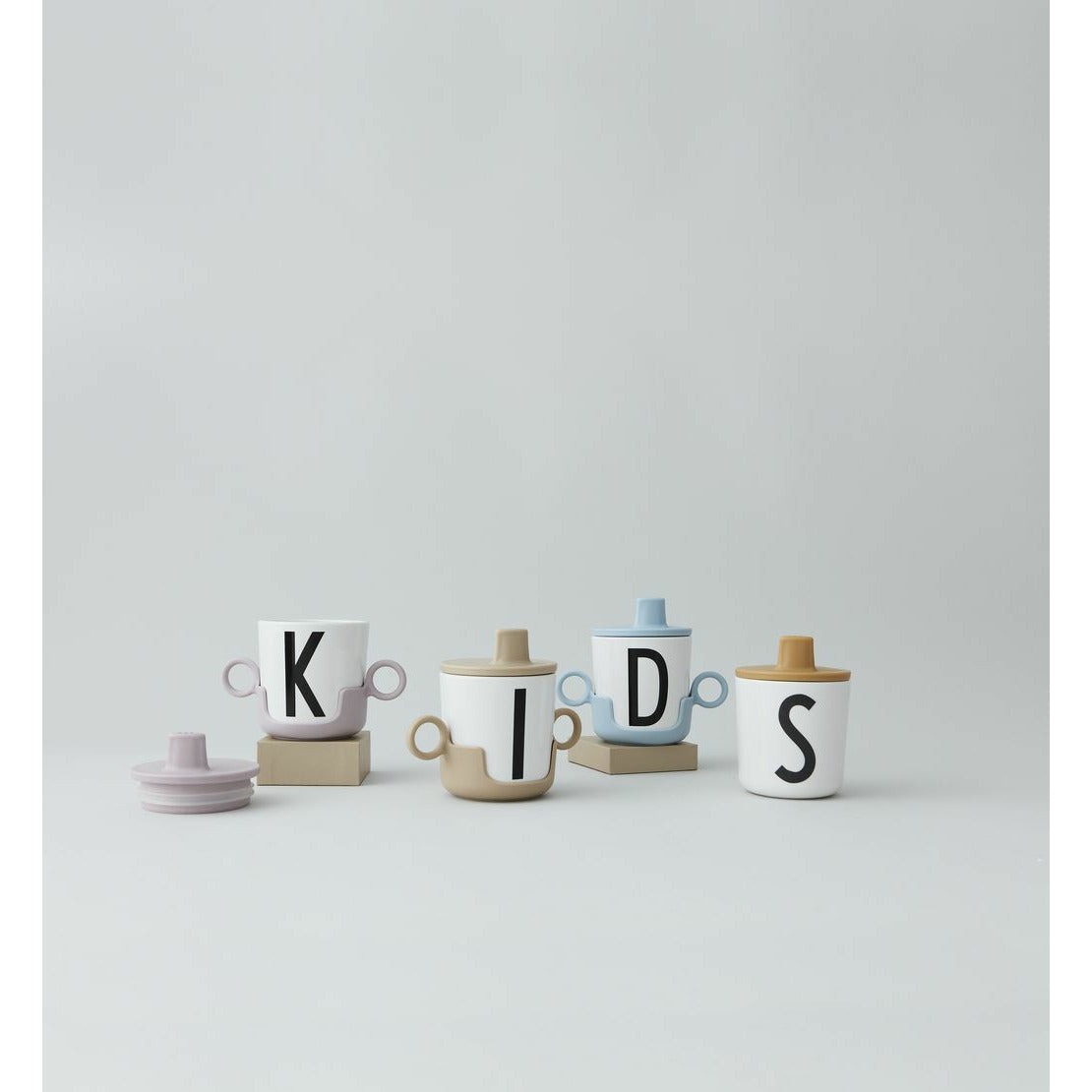 Design Letters Lid For Kids Melamine Cup, Light Blue